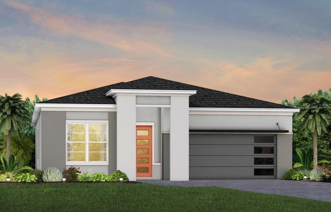 Introducing The Estates at Nona Sound, a collection of luxury single-family and estate-style homes in an ideal location just minutes from the acclaimed Lake Nona Town Center. Enjoy a private, gated new neighborhood featuring a tot lot, pickleball courts, and an open-air pavilion.Step into the luxurious Coral home, a masterpiece of modern living designed with elegance and practicality in mind. This newly constructed, ready to move in, single-story home offers 3 spacious bedrooms, 2 beautifully appointed bathrooms, covered lanai, and 2-car garage situated on a beautiful homesite with a water view. The open-concept layout seamlessly connects the gourmet kitchen, café, and gathering room, creating an expansive, airy atmosphere. The many windows and sliding glass doors bathe the entire space in natural light, while 10’8” ceilings elevate the overall feeling of openness. The heart of the home is the chef-inspired kitchen, where 42" cabinetry meets luxurious Quartz countertops. Thoughtfully designed features like soft-close drawers, easy-reach corner cabinets, double roll-out trays, and a waste basket drawer make the kitchen as functional as it is beautiful. Built-in Whirlpool stainless steel appliances (including a refrigerator) ensure you have everything you need for both everyday meals and special occasions. The kitchen flows effortlessly into the café and gathering room, where two sets of sliding glass doors lead to the covered lanai making this home ideal for seamless indoor-outdoor living. Retreat to the luxurious owner’s suite, a serene sanctuary with a spacious walk-in closet and a spa-like en suite bathroom. Dual vanity sinks, walk-in shower with rain shower head, an enclosed toilet, and a linen closet complete the tranquil space. The two additional spare bedrooms and bathroom located at the front of the home provide ample space and privacy for family and guests. With its stunning design and thoughtful touches, the Coral home provides the perfect blend of luxury and functionality for today’s lifestyle.