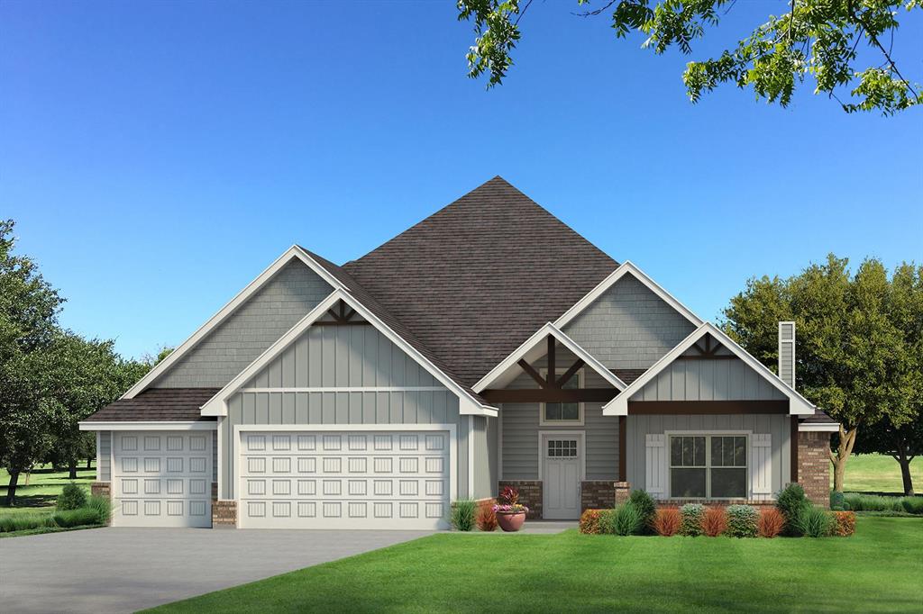 This Wesley Bonus Room floor plan includes 3,630 Sqft of total living space, which features 3,285 Sqft of indoor living space and 345 Sqft of outdoor living space. There is also a 590 Sqft, three-car garage with an in-ground storm shelter installed! This desirable home offers 5 bedrooms, 3 full bathrooms, covered patios, a large bonus room, a powder room, and a utility room featuring a utility sink. The great room supports an immaculate cathedral ceiling with a crows feet detail and a ceiling fan, a luxurious 3-panel sliding door with a 4’ back patio extension, wood-look tile, rocker switches throughout, Cat6 wiring, eggshell paint, and a gas fireplace featuring a stacked stone detail and built-in lower cabinets on both sides. The upscale kitchen boasts stunning pendant lighting, stainless steel appliances including double ovens and a 5-burner cooktop, 3 CM countertops, vogue tile backsplash, well-crafted cabinets to the ceiling with cabinet hardware throughout and under cabinet lighting, decorative end panels, a separate walk-in pantry, and a large center island that holds a roomy sink, a dishwasher, and a trash can pullout. The primary suite provides a sloped ceiling detail, a ceiling fan, a plush carpet finish, and windows. Attached is the main bath, which has a bat-winged vanity with framed mirrors, 3 CM countertops, a large European walk-in shower, a private water closet with an elongated toilet, a free-standing tub, and a HUGE walk-in closet! The covered outdoor living area welcomes a wood-burning fireplace, a gas line for your grill, and a handy TV hookup. Other included features for this elegant home include our healthy home technology, an air filtration system, a tankless water heater, double glazed vinyl low E windows with argon, R-44 and R-15 insulation, a fresh air ventilation system, and so much more!