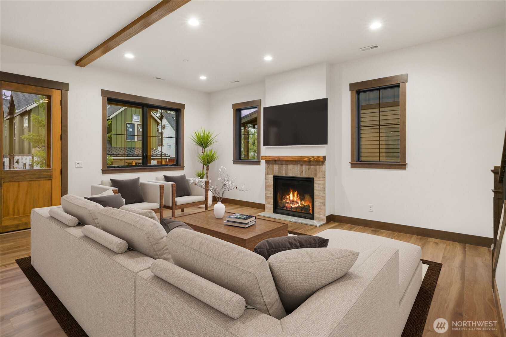 Cozy gas fireplace