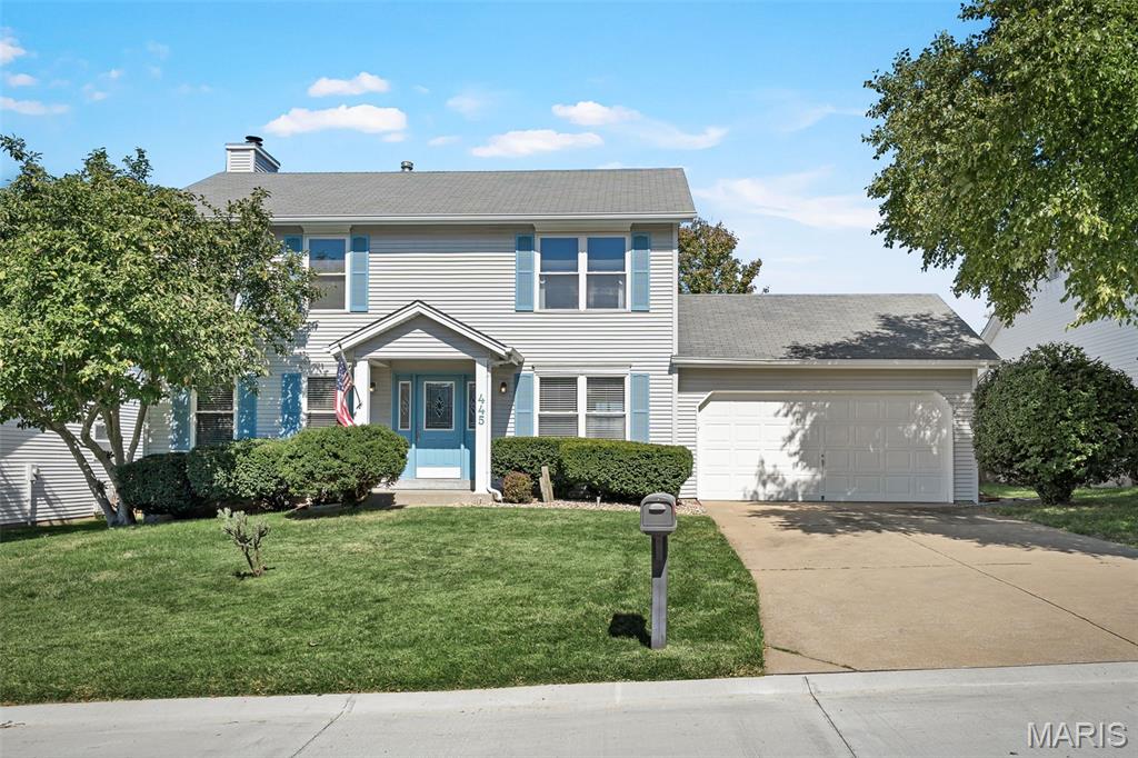 Welcome to this two-story home offering 4 bedrooms, 2 full baths, and 2 half baths! The kitchen features black appliances and opens to the family room with a brick fireplace, a main-floor half bath, a formal dining room provides additional space for gatherings, creating a comfortable space for everyday living and entertaining. Upstairs, you’ll find all four bedrooms and two full baths, including a primary bath with a separate shower, soaking tub, double-sink vanity, and a walk-in closet. The finished basement offers a recreation room, half bath, and plenty of storage. Enjoy the level backyard with a storage shed, patio and electric awnings for shade, plus hookups for a hot tub. The two-car garage adds convenience. Located close to schools, shopping, and major highways! The home has so much to offer! Make your appointments today.