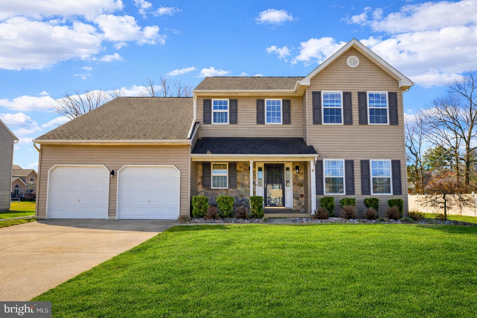 Welcome to 13 Cardinal Lane in the desirable High Pointe Estates community. This beautifully maintained 4-bedroom, 2.5-bath move-in ready Colonial sits on a spacious .51-acre lot and reflects true pride of ownership by the original owners.From the moment you arrive, the home’s classic Colonial symmetry, neutral exterior, black shutters, stone-accented entry, and manicured landscaping create exceptional curb appeal. Inside, the thoughtful layout offers both formal and casual living spaces.The formal living and dining rooms provide inviting spaces for gatherings and entertaining. The kitchen includes granite countertops, ample cabinetry, and a bright eating area with sliding glass doors leading to the expansive rear yard—ideal for outdoor enjoyment.A main-floor laundry room with washer, dryer, utility sink, and direct access to the two-car garage adds everyday convenience.Upstairs, the spacious primary suite features two generously sized walk-in closets and a private full bath. Three additional bedrooms and a full hall bath complete the upper level.The finished basement with legal egress window and gas stove provides flexible additional living space suitable for a variety of uses. Conveniently located near shopping, dining, schools, and major commuter routes—approximately 20 minutes to Philadelphia and 40 minutes to Atlantic City. A one-year home warranty is included for added peace of mind.