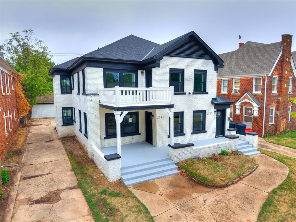 This Duplex is located in Crestwood in downtown OKC & was totally remodeled and redone in 2025-2026. There are 2 units:  1 Unit is downstairs  with the address of 2748 NW 17, & the second Unit is upstairs with the address of 2750 NW 17. Each unit is 3 Beds, 2 Baths, & have a Brand new Refrigerator, Washer & Dryer. Each unit has a Fireplace, New Appliances, Hot Water Tanks, Paint, Remodeled Read Hard Wood Flooring, New Baths, New Kitchen, New Interior & Exterior Paint, New Tile (NO CARPET in any of the rooms). Upstairs unit has a Balcony. The Entire Duplex is 3250' with 6 Beds & 4 Baths (3 Beds, 2 Baths in each unit). There is. a detached 2 Car Garage in the Back yard at the end of a long concrete drive also.