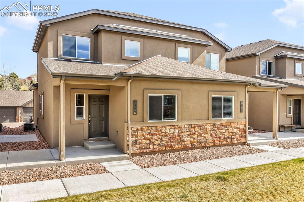 Welcome to Palomino Ranch Point, where modern comfort, stylish finishes, and everyday convenience come together in one of Colorado Springs’ sought-after east-side communities. This beautifully designed new home offers a bright, open-concept layout filled with natural light, creating an easy flow for both daily living and entertaining.The kitchen serves as the heart of the home, featuring gorgeous cabinetry, solid surface countertops, a large island, ample counter space, and a seamless connection to the main living area—perfect for gathering with family and friends. Thoughtful finishes throughout, from the flooring to the cabinetry, add warmth and quality to every space.The main-level primary suite provides a private retreat and the ease of main-floor living, while two additional upstairs bedrooms offer flexibility for guests, family, or a home office. The expansive unfinished basement adds incredible potential for future growth, storage, or customization to fit your needs.Ideally located near schools, shopping, dining, and all the conveniences of the Powers corridor, this move-in ready home offers the perfect blend of function, comfort, and location.