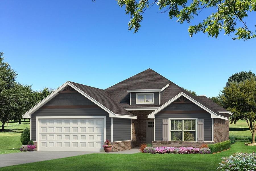 This Dane floor plan features 1,830 Sqft of total living space, which includes 1,700 Sqft of indoor space and 130 Sq Ft of outdoor living. This spacious home offers 4 bedrooms, 2 full baths, 2 covered patios, a utility room, a mudbench for additional storage, and a 2-car garage with an in-ground storm shelter installed. The sizeable living room welcomes high ceilings with a ceiling fan, a center gas fireplace with our stacked stone surround detail, large windows, Cat6 wiring, and wood-look tile. The kitchen supports custom-built cabinets to the ceiling, stunning pendant lighting, 3 CM countertops, a center island, a large corner pantry, modern tile backsplash, and stainless-steel appliances. The primary suite has a sloped ceiling detail with a ceiling fan, our cozy carpet finish, and windows. The attached bath features a dual sink vanity with framed mirrors, 3 CM countertops, a free-standing tub, a private elongated toilet, a European walk-in shower, and a HUGE walk-in closet. Secondary bedrooms feature sizeable closets, carpeted flooring, windows, and ceiling fans. Covered outdoor living area offers a wood-burning fireplace, a gas line, and a TV hookup. Other amenities include our healthy home technology, a tankless water heater, R-44 insulation, a whole home air purification system, and MORE!