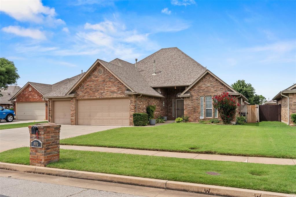 **Back on the Market due to buyer’s financing, and with a brand new roof!!** Welcome to this inviting three bedroom, two bathroom home, plus a loft, in the heart of Moore, OK! This home offers the perfect blend of comfort and functionality, featuring an open-concept design that creates a seamless flow between the living spaces and kitchen—ideal for both everyday living and entertaining. The kitchen features stainless appliances and tons of cabinet space and storage, with granite counter tops and a breakfast bar that opens to a spacious dining and living with plenty of windows with natural light, vaulted ceilings and a cozy fireplace. The primary suite includes a large double vanity with a jetted tub, a private shower and a huge, well-lit closet. Two additional bedrooms feature large closets and a full bathroom, plus a creative loft upstairs for bonus space that could be used as an office, a play room or even guest quarters.  The home also features a 3-car garage for tons of storage.  Step outside and enjoy your well-maintained backyard—with a large storage shed that features a loft and porch and would make a perfect playhouse! This family friendly neighborhood features a playground as well. All of this in the highly sought-after Moore School District, only 20 minutes from Norman, OKC and Tinker Air Force Base, and close to plenty of restaurants and shopping and near highways for an easy commute! Home will have a new class three roof installed!