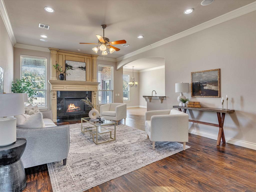 Welcome to this charming three-bedroom, two-bathroom home with a dedicated study, perfectly situated on a quiet cul-de-sac in the highly sought-after Deer Creek School District. From the moment you step inside, you’ll notice the rich wood floors, crown molding, and custom blinds throughout that create a warm and inviting atmosphere. The spacious living area is designed for both comfort and entertainment, featuring ceiling fans in every bedroom, built-in surround sound speakers, and smart light bulbs in the living room and kitchen. Technology and convenience blend seamlessly with a Nest thermostat and Blink doorbell already in place, providing modern comfort and peace of mind. The kitchen and living spaces flow together beautifully, making gatherings easy, while extra storage ensures everything has its place. Outside, you’ll enjoy the privacy of a fully fenced backyard, perfect for relaxing evenings or weekend get-togethers, along with the functionality of a three-car garage offering plenty of room for vehicles and hobbies. This home has been thoughtfully maintained with big-ticket updates already complete, including new roof/gutters 2025, a new HVAC in 2021 and a new water heater in 2019. Neighborhood amenities include pool, ponds, gazebo, walking trails, playground, basketball court, playset, and more. Close to shopping and dining. This is a must see. ** Refrigerator and brand new GE washer/dryer negotiable ** Preferred lender offering 1% of loan amount up to $3500 towards buyer's closing costs/rate buy down **