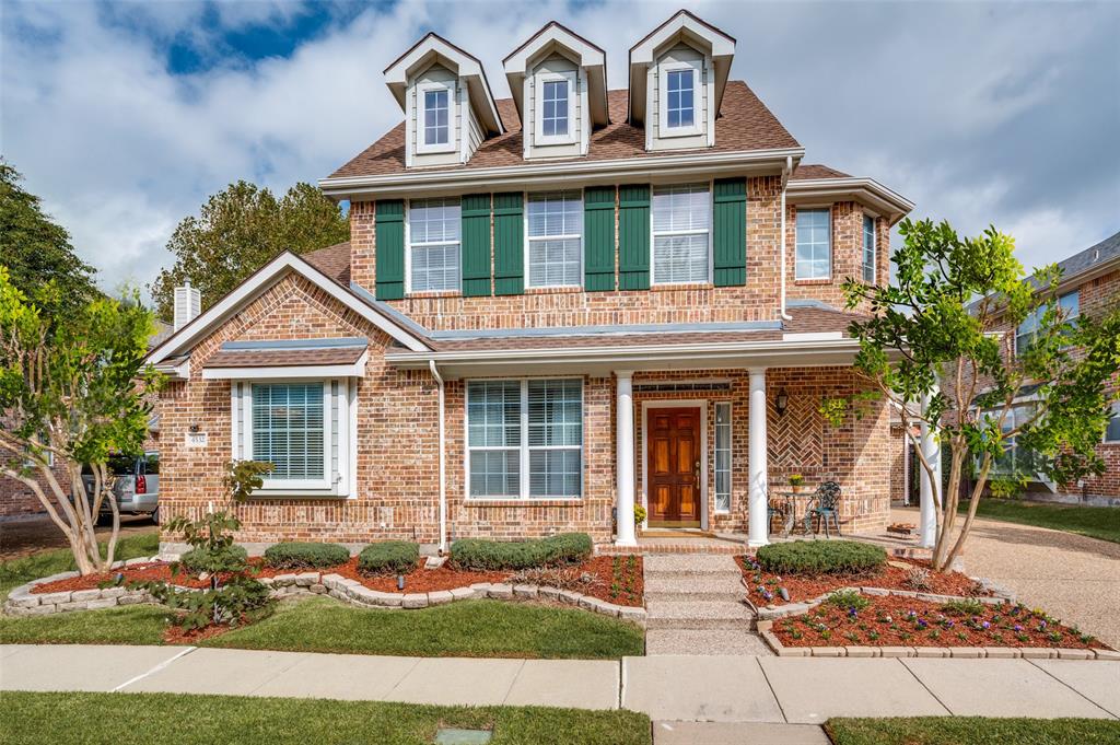 OPEN SUNDAY 2-4 This stunning two-story home offers a downstairs primary suite as a true retreat, with a spa-like bath featuring a jetted tub, a separate shower, and a spacious walk-in closet. The main living area has hardwood floors and a gas fireplace, and it's surrounded by windows that open to a fenced patio. The kitchen offers freshly painted cabinets, granite countertops, an island, stainless steel appliances, and a window seat beside the large eating area. Upstairs, vaulted ceilings, a built-in desk, and a loft area sit alongside two large bedrooms separated by a game room. Solar screens, a floored attic, a coated garage floor, and a multi-zone sprinkler system are added conveniences. All sound cables inside of walls and ceiling ready to plug into any sound receiver. Tucked into a quiet, private alcove of homes, this property does not back up to Lebanon Road. Offering peaceful surroundings just minutes from the North Dallas Tollway, Legacy West, PGA of America Headquarters and The Star. Heritage Green also offers green belt walking and jogging paths, a playground, and a park, with HOA dues covering membership to Lake Tennis Academy, including a tennis court, swimming pool, and gym.