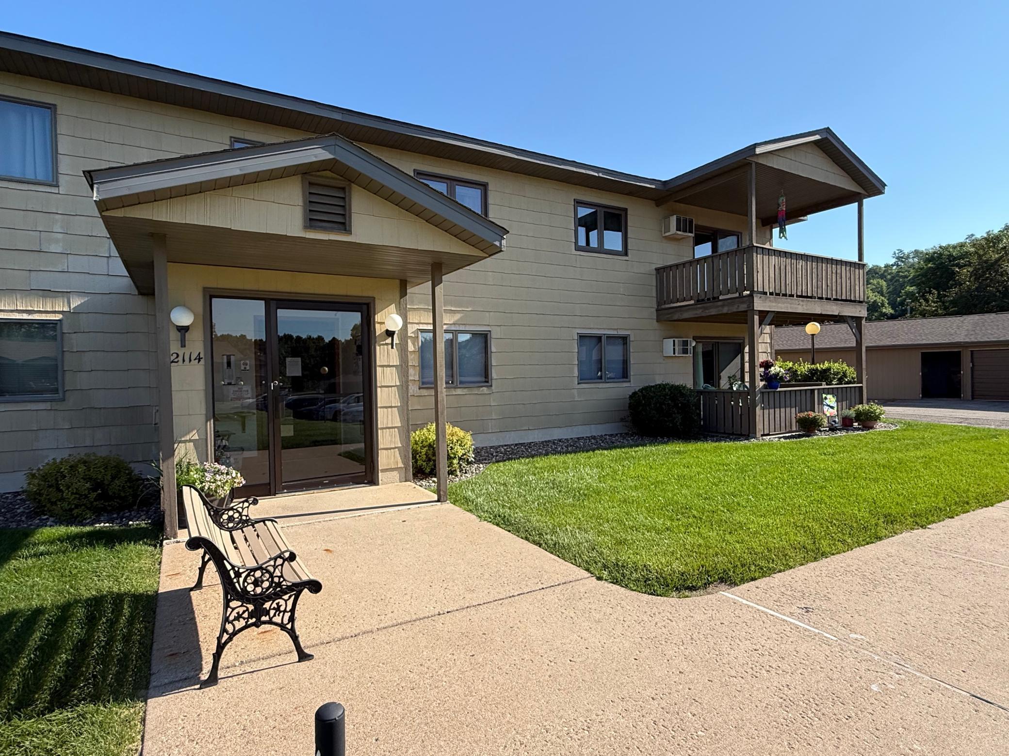 Welcome to your new condo! This 2nd-floor corner unit features 2 bedrooms and 1 bath, offering comfortable living with a view. The open floor plan seamlessly connects the kitchen, dining room, and living room, perfect for modern living. Enjoy the scenery from your covered deck, which overlooks the well-maintained grounds and pool. The primary bedroom features a large walk-in closet, and the convenience of in-unit laundry is located between the bedrooms. With updated windows, a new water heater, and being nicely maintained, this condo is in perfect move-in condition. Plus, your 1-car garage is conveniently located just steps away from the entry.