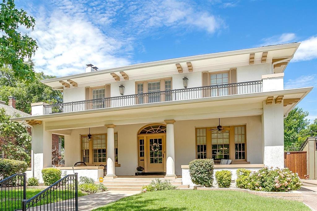 Welcome to Historic Ryan Place! Step back in time and experience the grace and elegance of this meticulously and professionally renovated home, originally built in 1919 by John C. Ryan, Jr. and Bernard G. Rhodes, and first owned by Walter and Mamie Pyron. Walter was the Vice President of North Texas oil operations for the Gulf Production Company. You will appreciate the exquisite craftsmanship found throughout. Upon entering, you'll be greeted by streams of natural light highlighting amazing hardwood floors. The modern and welcoming kitchen is stunning, featuring custom glass-front cabinets, quartz countertops, an island and buffet, a gorgeous tile backsplash, a high-end gas stove, double oven, charming farmhouse sink, and cozy breakfast area. Entertain guests in the lovely formal living room, complete with a cozy fireplace, or unwind in the dedicated reading room. The primary suite offers a true sanctuary with a comfortable sitting area, a large completely renovated en-suite bath enhanced with quartz countertops and Carrera marble, and a spacious walk-in closet including an island with quartz countertops and extensive built-in shelves, drawers, and hanging space. Remember to visit the 796 SF basement as part of your tour—imagine the convenience of all the storage, and plenty of room for a workshop as well! The backyard provides ample space for a future pool. A quality roof installed in 2023 and recent 2020 and 2024 AC units offer additional peace of mind. This home perfectly blends historic charm with modern luxury.