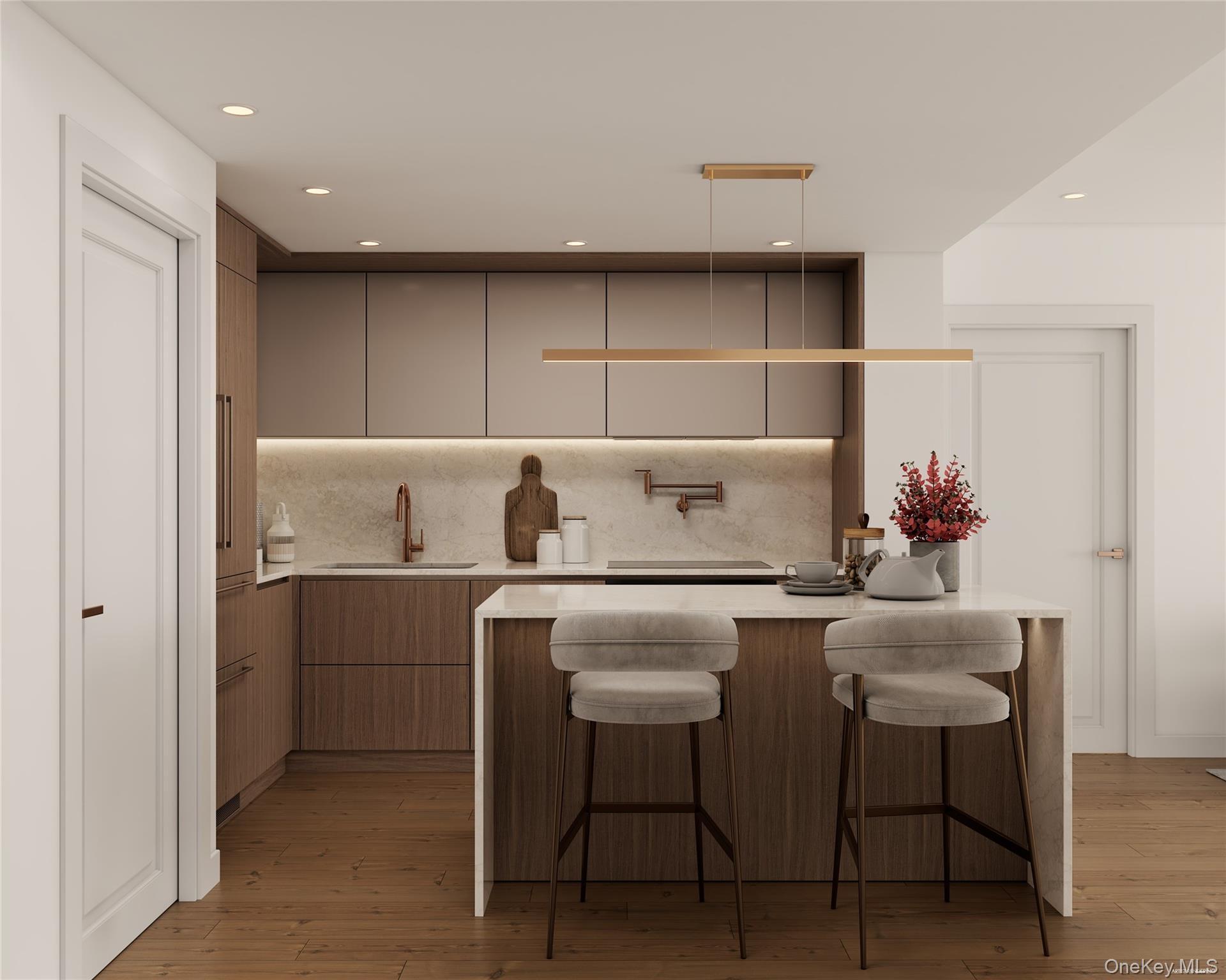 SKYLINE 8 CONDOMINIUMSkyline 8 Condominium is a newly constructed 113-residence luxury condominium in the heart of Long Island City. Designed with contemporary architecture and Feng Shui principles in mind, the building combines sophisticated design, premium finishes, and an exceptional collection of lifestyle, wellness, and recreational amenities. Ideally situated just minutes from Midtown Manhattan, Skyline 8 offers convenient access to multiple subway lines, waterfront parks, restaurants, shopping, and cultural destinations.Residence TH1TH1 is a thoughtfully designed three-bedroom, two-bathroom townhouse offering approximately 1,357 square feet of interior living space and an expansive 1,096-square-foot private yard. The private outdoor space is accessible from both the living area and primary bedroom, creating a seamless connection between indoor and outdoor living.The open-concept kitchen features a peninsula island and flows naturally into the living and dining areas. The spacious primary suite includes a walk-in closet and an en-suite bathroom with a double vanity, soaking tub, and walk-in shower. The entryway offers generous storage, including an additional walk-in closet.Residence Features:-Living Spaces-Sun-filled living spaces with oversized windows-Red oak engineered wood flooring throughout-Accent lighting-Private outdoor space-Skyline viewsKitchens-Custom-designed kitchens-Calacatta Abezzo countertops and full-height backsplash-Under-cabinet lighting-Miele appliance package-Bosch washer and dryer-Miele range hoods in townhouse residences-Smeg range hoods in select residences-XO wine coolers in select residencesBedrooms-Light-filled bedrooms with oversized windows-Refined contemporary finishesBathrooms-Automatic smart toilets with optional iOS and Android app controls-Radiant heated floors-LED recessed shelving-Custom vanities with integrated storage-Building AmenitiesService & Convenience-24-hour doorman and lobby with waiting area-Package room-Resident storage-Cold storage for grocery deliveries-Bicycle storage-Parking garage with EV charging at every parking spaceEntertainment & Lifestyle-Resident game lounge-Resident lounge with dining area and wet bar-Indoor movie theater-Landscaped rooftop terrace with Manhattan skyline views-Outdoor grills-Outdoor dining areas-Outdoor lounge areasWellness & Fitness-State-of-the-art fitness center-Dedicated spinning studio-Yoga room-Spa suite featuring a dry sauna, steam room, cold plunge, and steam showersFamily & Pets-Indoor children's playroom-Pet spaSkyline 8 seamlessly blends contemporary architecture, thoughtfully designed residences, premium finishes, private outdoor spaces, and an extensive collection of amenities to deliver a sophisticated modern condominium lifestyle in one of New York City's most dynamic neighborhoods.All measurements are approximate. Images are renderings or virtually staged and are for illustrative purposes only. Photographs represent various residence layouts. The complete offering terms are contained in an Offering Plan available from Sponsor. File No. CD25-0389.