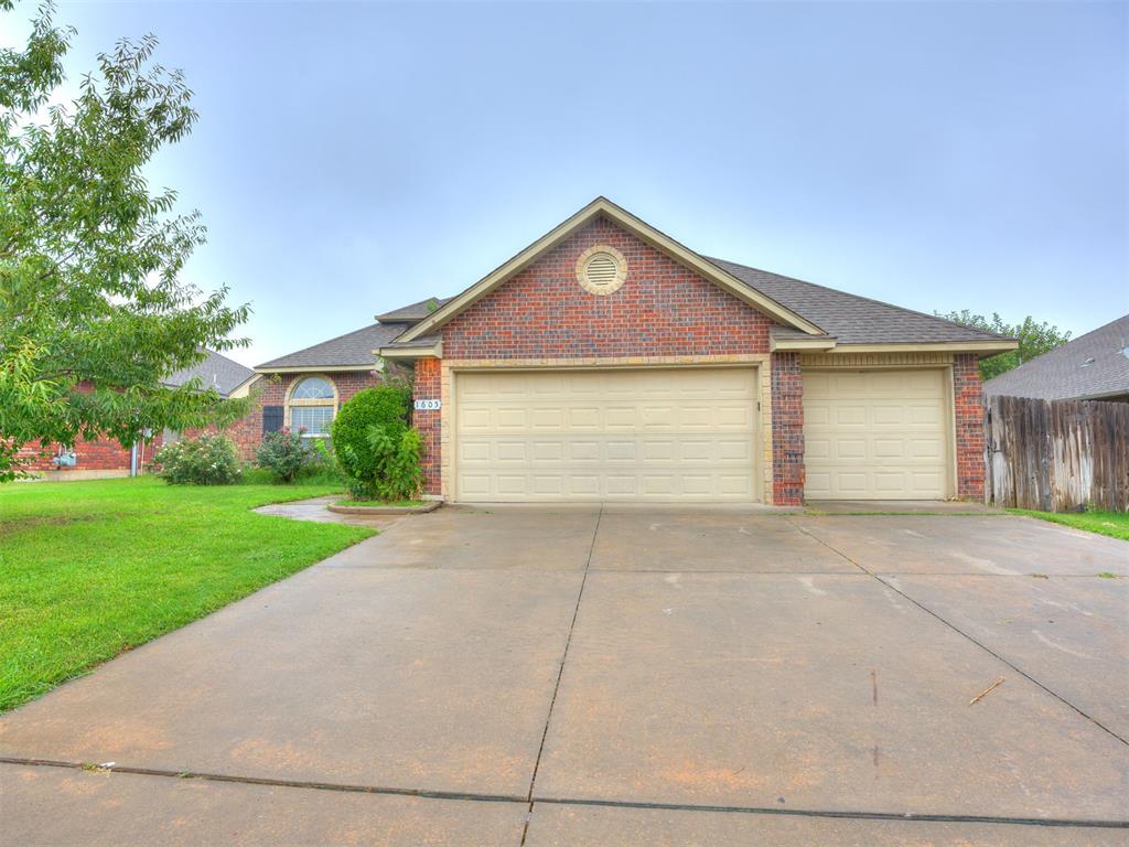 Welcome home to 1605 SW 33rd Street in the Blue Stem Ridge addition.  This spacious 4 bedroom / 2 bath home has fresh interior paint throughout and carpet has been replaced.  The kitchen has plenty of space with an additional pantry off the laundry room area.  Countertops are granite in the kitchen, bathrooms, and laundry area.  Primary bedroom has a bathroom with generous walk in closet, separate tub and shower, and dual sink vanity. In the living room you have room to relax and enjoy a fire in the winter or step out onto the covered patio for some time outdoors.  The three car garage has an inground storm shelter.  Close to highways, schools, shopping, dining, and entertainment this home is conveniently located.