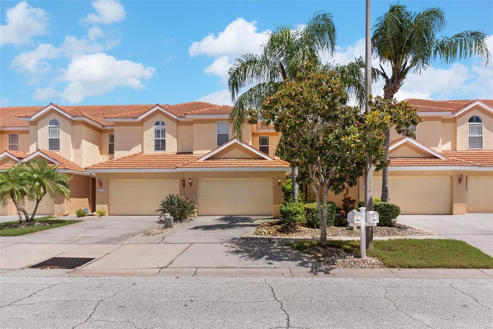 Renovated end unit, 3 bedroom townhome in the heart of Tarpon Springs. Walking distance to Tarpon Springs Golf Course and Sisler Field, and just minutes from the famous Sponge Docks, Downtown Tarpon, and Fred Howard Park... enjoying life in Tarpon Springs has never been easier! Private driveway, private side entrance, and 2 car garage. Beautiful engineered hardwood flooring downstairs. The main level features an impressive dual height ceiling flooding the space with natural light, plus a spacious living room/dining room combo with access to your private, screened in patio. Full kitchen remodel in 2025, including new shaker cabinetry, granite countertops, tile flooring, fresh paint, new faucet and sink, complementing the stainless steel GE appliance package added in 2022. The main level primary suite includes a fully renovated en suite bathroom with dual sink vanity, large format tile flooring, a walk in shower with glass enclosure, a separate soaking tub, and two closets: one standard, one generous walk in. A private slider off the primary bedroom also opens directly to the screened in patio, perfect for morning coffee or evening unwinding. Upstairs opens to a loft space, two split bedrooms with good sized walk in closets, a laundry room with storage, and a full bathroom. Additional updates include a brand new water softener (2026), reverse osmosis water filtration system (2025), water heater (2025), and washer/dryer (2022). A modest $350/month HOA covers the tile roof, building exterior, landscaping, sprinklers, cable TV, high speed internet, and ADT security monitoring, making homeownership simple and worry free. This townhome is perfect for anyone who wants maintenance free living, golfers and beach lovers alike! Enjoy a short drive to Fred Howard Beach and Park, or about 25 minutes to Clearwater Beach, for a true Florida lifestyle.