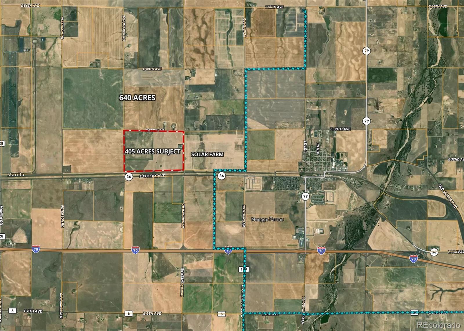 Discover an exceptional investment and development opportunity with this expansive 405-acre property ideally located in the thriving community of Bennet, Colorado. Perfectly positioned along the east and west borders of the City of Aurora, this site offers unmatched connectivity and visibility, making it an ideal location for ambitious projects.

Property Highlights
·         405 Acres of Development Potential: Strategically situated in Bennet, bordering Aurora, providing access to established markets and amenities.

·         Major Approved Uses: Entitled for up to 1 million square feet of commercial and light industrial space, plus 2,751 residential units—ideal for mixed-use visionaries.

·         Infrastructure Ready: Water and sewer utilities are conveniently located just one mile east, streamlining the path to development.

·         Established Municipal Utility District: Ensures robust support for future infrastructure, offering peace of mind for developers and investors.

·         Prime Location: Only 15 minutes from Denver International Airport, providing quick access for logistics, travelers, and business opportunities.

·         Growth Path Advantage: Positioned within the dynamic Interstate 70 East Corridor, this property is set within one of Colorado’s most active and promising growth regions.


Land Id - https://id.land/maps/11ed75278c1cc821b8d81a46900da72a/share