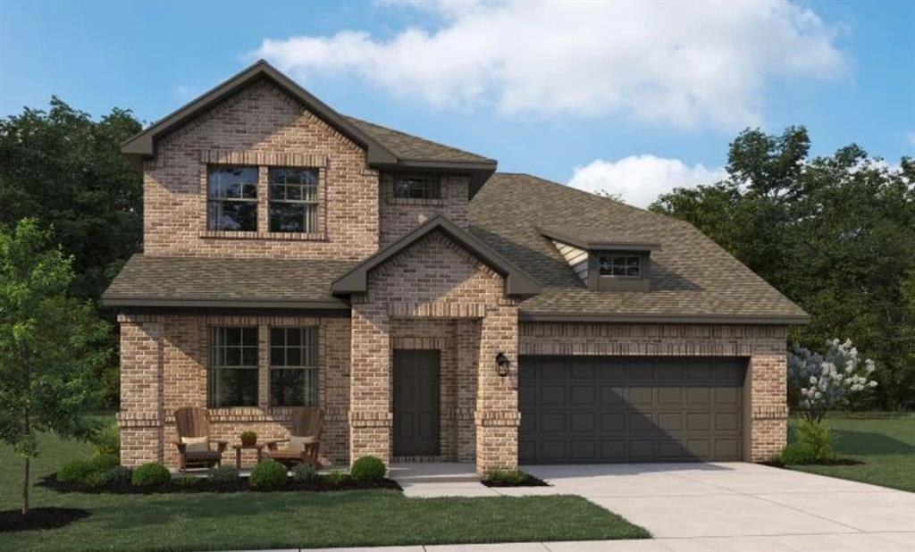 MLS# 21397549 - Built by Ashton Woods Homes - October 2026 completion ~ Flex Room w, French Doors! Game Room!Welcome to this new two-story home plan, Dakota by Ashton Woods in Justin, TX. Designed with the Serene Collection, this home features muted earth tones and natural textures. At the front of the home, you’ll find a versatile flex room enclosed with French doors—ideal for a home office, study space, or formal dining room. At the heart of the home is an open-concept kitchen, living, and dining area, designed for both entertaining and cozy nights. The chef-inspired kitchen boasts a large island for casual dining, tile backsplash, and a generous walk-in pantry. Just steps from the family room, the primary suite offers a tranquil retreat with a dual sink vanity, walk-in shower with glass enclosure, a luxurious garden tub and a spacious walk-in closet. Upstairs, a large game room awaits, accompanied by three secondary bedrooms and two full bathrooms. Completing this thoughtfully designed home plan is a convenient mudroom with a drop zone and a utility room. This home combines style and functionality for modern living with a sprinkler system, landscaping package, energy efficient HVAC, dual pane windows and more. Representative images and renderings are for illustrative purposes. Actual structural options and design finishes of home may vary.