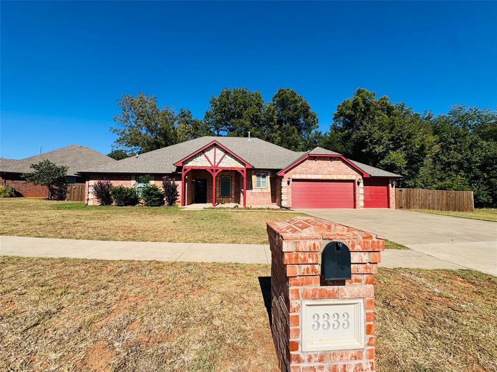 OPPORTUNITY AWAITS...Sense of Peace FOUND HERE! 3333 Wood Valley is TIMELESS! Move-In READY...4 bed, 3 full bath, 3 car garage sited on sprawling lot backs to greenbelt full of mature trees and fully fenced. 2 living areas. Cathedral ceilings, granite counters, two way gas log fireplace in EXPANSIVE living room. Gourmet kitchen with spacious pantry with 2 access points. This home is EXTRA SPECIAL! Here's your chance to LIVE the DREAM in Norman. No HOA. All neighbors exude pride of ownership. SEE TODAY!
