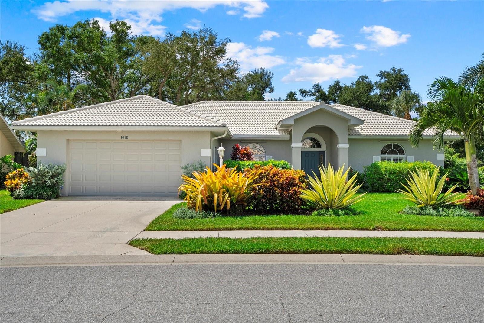 Enjoy stunning lake and golf course views framed by mature trees create a stunning backdrop for this beautifully updated three-bedroom, two-bath home in the lush, gated community of Waterford. The sunsets and view from the lanai is truly breathtaking, and features a long view of the pond, with the golf course situated past the water.  Designed for both comfort and entertaining, the spacious floor plan features a family room, open kitchen, separate living and dining rooms, laundry room with added cabinetry and sink, abundant closets, and a two-car garage. Sliding doors from the primary suite, living room, and family room open and stack back to the enlarged screened lanai, where you can enjoy gorgeous sunset views.  

The updated kitchen is a chef’s dream, offering stainless steel appliances, convection oven with induction cooktop, quartz countertops, shaker cabinets, a large island, and generous storage. Plantation shutters, up lighting, and thoughtful design details enhance the home throughout. The primary suite boasts two walk-in closets, a linen closet, dual sinks, a soaking tub, walk-in shower, and in 2016 was remodeled with beautiful granite countertops, new cabinetry, and an expanded roll-in shower. Additional highlights include a remodeled guest bathroom with glass shower doors, an epoxy-coated garage floor (2019), and professional landscaping (2020).  

Major updates ensure peace of mind, including a new A/C (2020), new carpet in the family room and master bedroom (2023), tile roof replacement (2012), and exterior paint (2020). The home also features hurricane shutters, and a storm curtain for the lanai.  

Step outside to enjoy the new heated saltwater PebbleTec pool, enlarged lanai, and serene lakefront setting with golf course views.  

Residents of Waterford enjoy resort-style amenities with a LOW HOA dues; including a junior Olympic-sized pool, spa, sauna, fitness center, four Har-Tru tennis courts, pickleball and bocce courts (to be completed in 2025), clubhouse with kitchen, dance floor, library, and more. The community surrounds the Waterford Golf Club, featuring 27 holes of championship golf and a restaurant open to the public—membership is optional.  

Perfectly situated just minutes from Gulf beaches, shopping, dining, and historic downtown Venice, this home offers the ideal blend of updates, amenities, and location for enjoying the best of Florida.  Copy and paste the following link to view the LUXURY VIDEO: https://sites.hdmediahouse.com/media/download2.asp?E1A4DED2E35148D3929BC97E716144DE