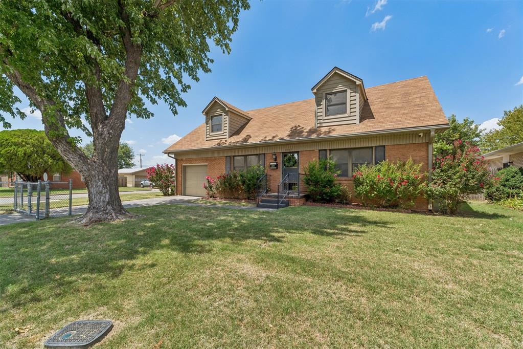 Charming, move-in ready home on a spacious corner lot in Warr Acres! This beautifully maintained two-story brick home offers 4 bedrooms, 2 full bathrooms, flexible living spaces, and thoughtful updates throughout.The updated kitchen features granite countertops, abundant cabinet storage, a functional center island, and an adjoining dining area that's perfect for everyday living and entertaining. The main level includes two generously sized bedrooms and updated full bathroom, while upstairs you'll find a versatile landing area, two additional bedrooms, and a second fully updated bathroom with walk-in shower! The fourth bedroom also makes an ideal home office, den, or creative studio.Enjoy the beautifully landscaped corner lot with mature trees, excellent curb appeal, and plenty of space for gatherings, gardening, or pets. The in-ground sprinkler system makes lawn maintenance simple and convenient.A rare find, this home offers a three-car garage with a smart layout featuring one front-facing bay and two side-entry bays, providing exceptional parking and storage options.For added peace of mind, the home includes an in-garage storm shelter and a whole-home generator, ensuring comfort and reliability during severe weather and power outages, plus security cameras / alarm system. Conveniently located with quick access to I-44, NW Expressway, and Hefner Parkway, you'll be just minutes from Lake Hefner, Penn Square Mall, parks, hospitals, restaurants, and downtown Oklahoma City.Don't miss your opportunity to make this exceptional home your own—schedule your private showing today!  *Offering up to a $3,500 carpet allowance with an acceptable offer. Kitchen refrigerator, washer & dryer plus full home generator stay with property!*