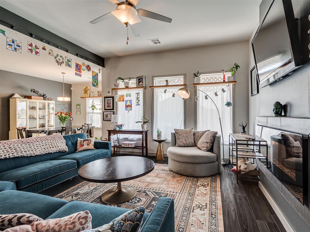 Welcome to this vibrant Timbercraft home built in 2018, full of personality, comfort, and modern upgrades. Offering 3 bedrooms plus a dedicated office (or optional 4th bedroom with closet), this 1,768 sqft home sits in the desirable Edmond School District and stands out for its colorful character and thoughtful design. Inside, you’ll find custom murals throughout, including a one-of-a-kind painted concrete floor in the art studio—each space tells a story. The open-concept kitchen features quartz countertops, a large center island, gas range (new in 2024), and walk-in pantry. The kitchen flows seamlessly into the living area, making it perfect for entertaining. Custom window treatments throughout will remain with the home. Practical upgrades include full gutters (2019), a new 3.5-ton AC system + new gas range (Sept 2024), smart thermostat, and a 3-car garage with pre-cut space for a future storm shelter. The primary suite is separate from the other bedrooms, complete with a spa-style bath featuring a soaking tub, and a walk-in shower with dual shower heads. Additional highlights include a mudroom with built-in cubbies, laundry room, and ample storage throughout. If you’re looking for a home that breaks the cookie-cutter mold and offers both function and artistic flair, this one is truly special.