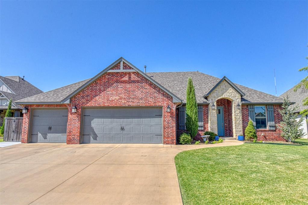 Beautiful, Mint Condition home backing to Lg hayfield. Move in ready with open and split floor plan, high ceilings, huge windows with wonderful natural light looking out to large covered patio with nice size yard and giant hay field. Granite countertops with stainless steel appliances, gas cooktop, nice size pantry as well as laundry room with sink. 4th bedroom could be perfect office and lots of space in 3 car garage with in-ground Storm Shelter. Quiet street with lots of privacy.