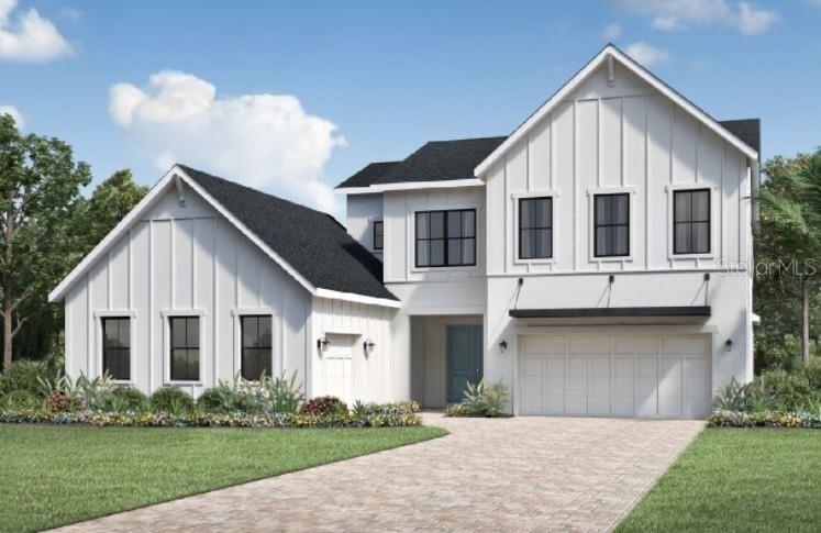 Award winning model home in Laurel Pointe Lake Nona. The Marsanne's welcoming covered entry with double doors opens onto the inviting foyer, and views to the spacious great room, casual dining area, and desirable covered lanai beyond. The well-designed gourmet kitchen is equipped with a large center island with breakfast bar, plenty of counter and cabinet space, and ample walk-in pantry. The delightful primary bedroom suite is enhanced by dual walk-in closets and deluxe primary bath with dual-sink vanity, large soaking tub, luxe shower, and private water closet. Central to a generous loft, secondary bedrooms feature sizable closets, one with private bath, the other with shared hall bath. Additional highlights include a desirable first floor bedroom with walk-in closet, private bath and sitting room making it a lovely multi-gen suite. There is a versatile flex room off the foyer, convenient powder room, centrally located laundry, and additional storage.  The Marsanne's furnishings are negotiable.