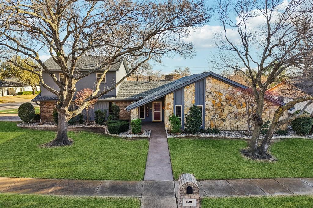 Plenty of room for your family in this 3 bedroom home with an office, 2 living areas, one dining area, and an oversized 2 car garage located in North Bedford minutes from the new Generations Park at Boys Ranch.  Updates and improvements include roof (2024), engineered wood floors (2023), hot water heater (2023), downstairs AC unit replaced (2016), upstairs AC unit replaced (2020), primary bath remodeled (2004), and guest bath remodeled (2021). Windows replaced (2003). Custom, programmable motorized shades.  Updated Hunter Douglas ceiling fans. Stainless steel oven and electric smooth cooktop, gas connection accessible in the kitchen.  Stone fireplace (gas starter) and vaulted ceiling in the family room.   Built by Greg Barfield. Sprinkler system.  Close to the DFW airport and with easy proximity to the freeway.