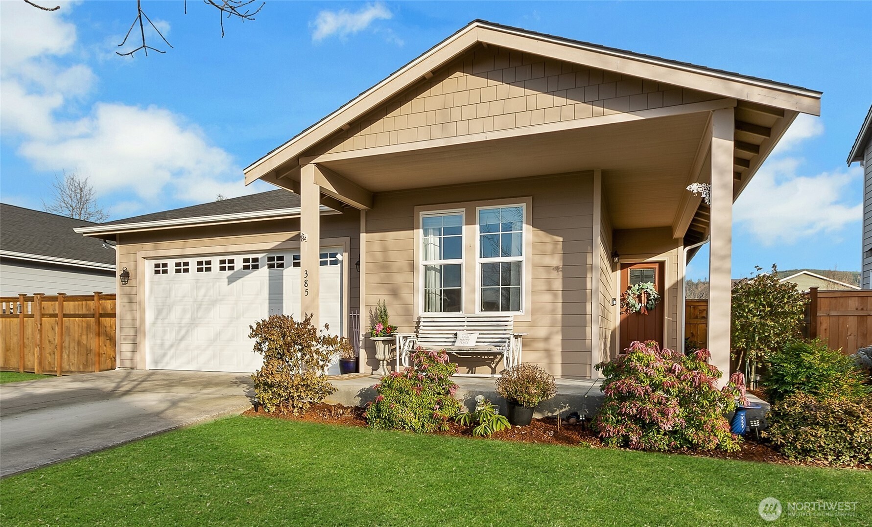 Priced to sell now! This 1,810 sq ft craftsman style rambler is perfectly positioned on a serene lot with sweeping views of majestic Mt Rainier & the Cascades. Thoughtfully designed, this home offers the ease of one-level living with modern elegance and timeless charm. Inside you’ll find 3 bedrooms and 2 beautifully appointed baths. The open-concept layout features an inviting kitchen that flows seamlessly into a warm great room, with high ceilings, quality finishes & an abundance of natural light. Whether you're sipping coffee while watching the birds on the water or watching the sun rise over the mountains, this home offers a nice combination of comfort and Northwest beauty. Located just minutes from downtown.