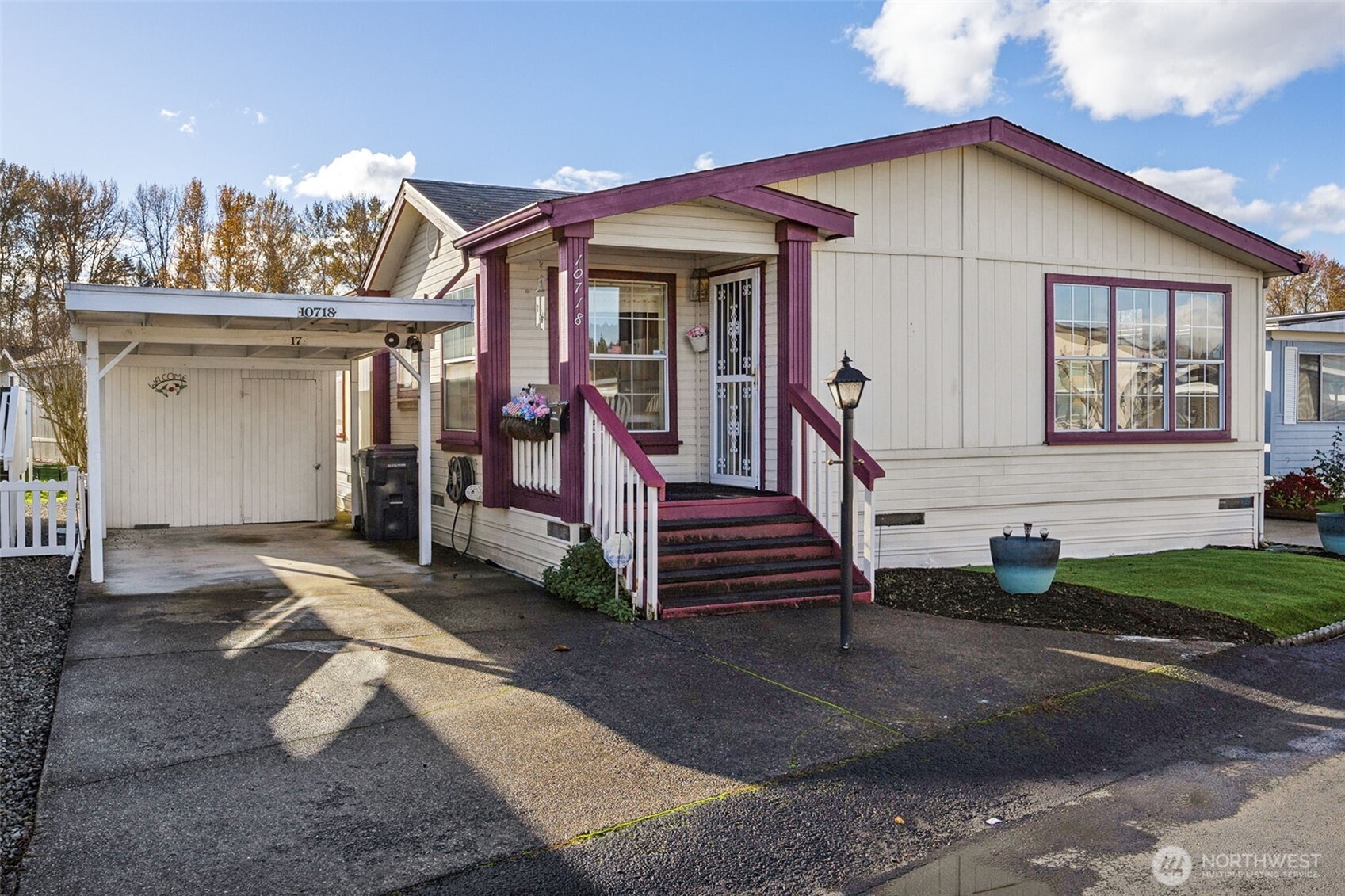 Welcome to this move in ready 1740 Sq. Ft. 3 bedroom 2 bath home in the desirable Golden Rose 55+ community.  The vaulted entry welcomes you into the spacious living room. Enjoy cooking in the island kitchen with additional eating space.  All appliances included.  Gather in the large formal dining room.  Relax in the primary suite with walk in closet and 5 piece bath.    The utility room has additional storage plus Washer and Dryer included.  Newer Heat pump will keep you cool in the summer months.  All New carpet throughout. New Roof and New Hot water tank. This home is ready for you to call it your own!  The community center has weekly activities. Also, sit down by the River at the common area.  RV Parking.  Close to all amenities.