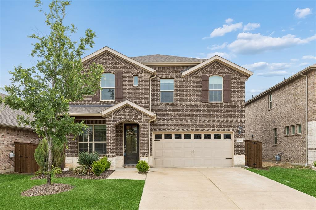 Elegant and inviting, this 4-bedroom, 3.5-bath home in Sachse offers a spacious layout designed for both everyday living and effortless entertaining. From the moment you enter, you and your guests are welcomed by a warm and open atmosphere. A formal living room provides a versatile space for hosting or relaxing. At the heart of the home, the main living area features a stately fireplace and flows seamlessly into the dining area, bar space, and kitchen—creating a connected environment ideal for gatherings. The thoughtfully designed kitchen showcases a large island with seating, built-in stainless steel appliances, a walk-in pantry, and stylish designer finishes. The serene primary bedroom on the main level offers a peaceful retreat, complete with an ensuite bath featuring dual sinks, a separate shower, and a spacious walk-in closet. Upstairs, generously sized secondary bedrooms share access to a full bath, along with an additional living area and a flexible media room that can adapt to your needs. Outdoors, enjoy a private backyard with a covered patio, perfect for relaxing or entertaining year-round. Ideally located, this home provides convenient access to nearby parks, as well as a variety of shopping and dining options. 3D tour available online!