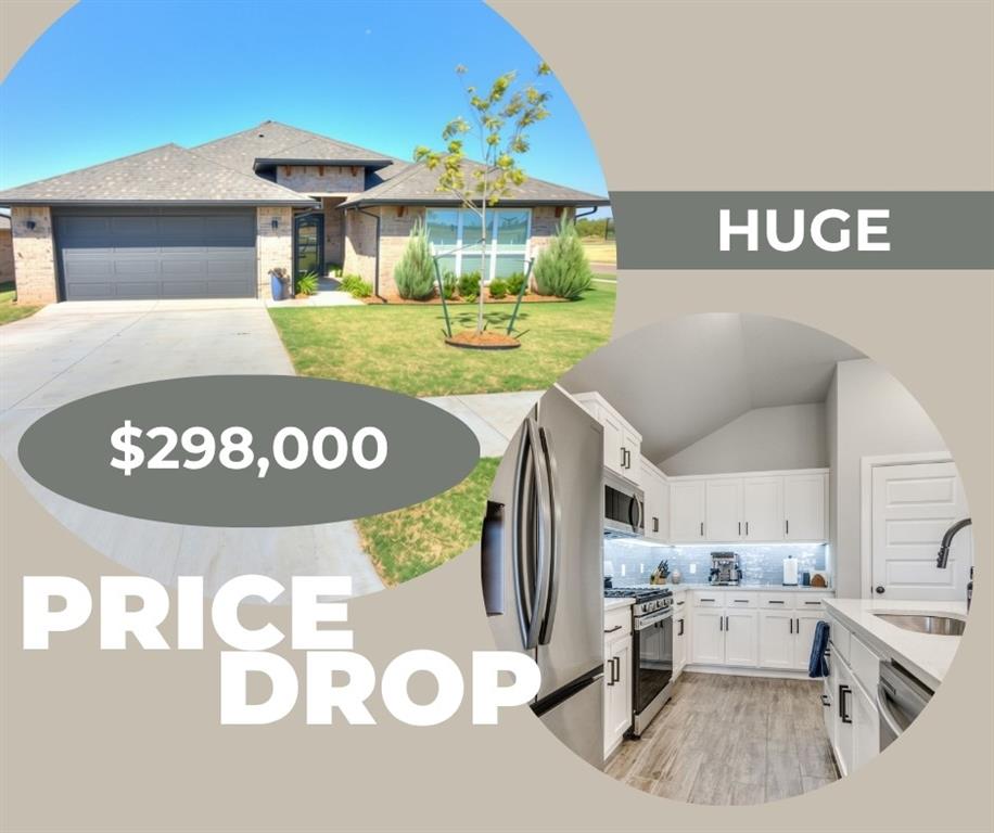 HUGE PRICE DROP, AND....THIS HOME IS GORGEOUS, IMMACULATE, AND BETTER THAN NEW!!!!  SUPERB LOCATION IN BELLATONA!!!!  Come and discover this fabulous, like-new home, built in 2023-2024,  in the delightful neighborhood of Bellatona, featuring one of the best floor plans available!!!! This cleverly designed split plan, just adjacent to Bentley park, offers a huge primary suite with a separate garden tub, walk-in tiled shower, dual sinks, and a walk-in closet connected to the laundry room. Enjoy the large, open living area with tons of natural lighting, gas-log fireplace & an open kitchen with a pantry and island.  This home includes a washer & dryer, along with additional features the seller added:  gutters, storm doors, and a storm shelter. Tankless hot water heater, mud bench & shelves in laundry room, large and inviting entry, flower beds, under-cabinet kitchen lighting, granite counters, all bedrooms with walk-in closets,  full privacy fence, covered patio, and prime corner lot add to the home's charm, making it a perfect retreat in this quiet, Norman Neighborhood. Call the listing agent today to schedule a showing!!!