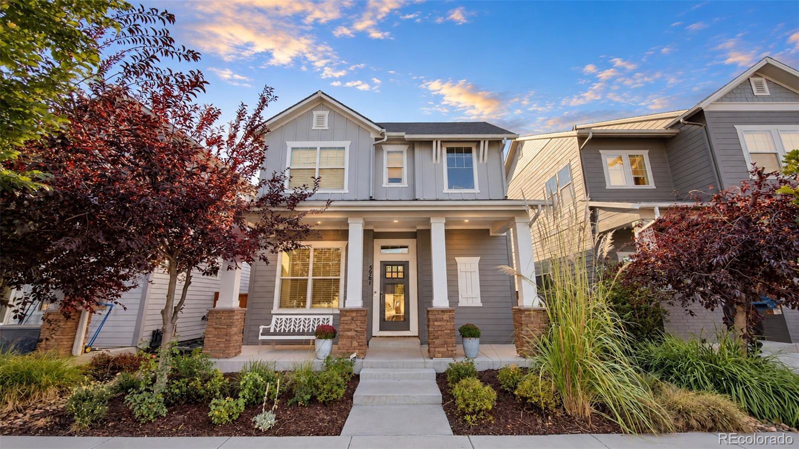 Set in Central Park’s coveted Beeler Park neighborhood, this exceptional 4-bedroom, 3.5-bath home combines timeless finishes with an inviting, open floor plan.Natural light fills the main level, where the living room, kitchen, and dining area create a welcoming setting for everyday living and entertaining. The kitchen sits alongside the dedicated dining space and offers a generous white quartz island, subway tile backsplash, soft-close white and gray cabinetry, stainless steel appliances, a 5-burner gas range and hood, wall oven, and pantry. A cozy fireplace and gorgeous lighting bring warmth and character to the living room. A mudroom and powder bath round out the main level.Upstairs, the spacious primary suite features a luxurious 5-piece bath with heated floors and an impressive 12-foot walk-in closet. Two additional bedrooms, a bath, and conveniently located laundry provide everything you need upstairs.The finished basement adds an entire level of versatility, with a family and media room featuring built-in speakers, perfect for movie nights, along with a flexible bonus or fitness area. In the fourth bedroom, a Murphy bed easily tucks away, allowing the space to transition from a comfortable guest room to flexible living space, with a private full bath nearby.Step outside to an extended paver patio framed by maintenance-free artificial turf and a custom-designed pergola offering added privacy, the perfect setting to dine al fresco, entertain friends, or simply unwind outdoors. A 2-car attached garage provides everyday convenience. The freshly mulched yard create inviting curb appeal with a clean, refreshed look. Splash Landing Pool, Shops at Beeler, and Carmella are just blocks away, with miles of trails, parks, and open space nearby. Enjoy easy access to Downtown Denver, DIA, and the Anschutz Medical Campus while experiencing everything that makes Central Park one of Denver’s most desirable communities. Welcome home!