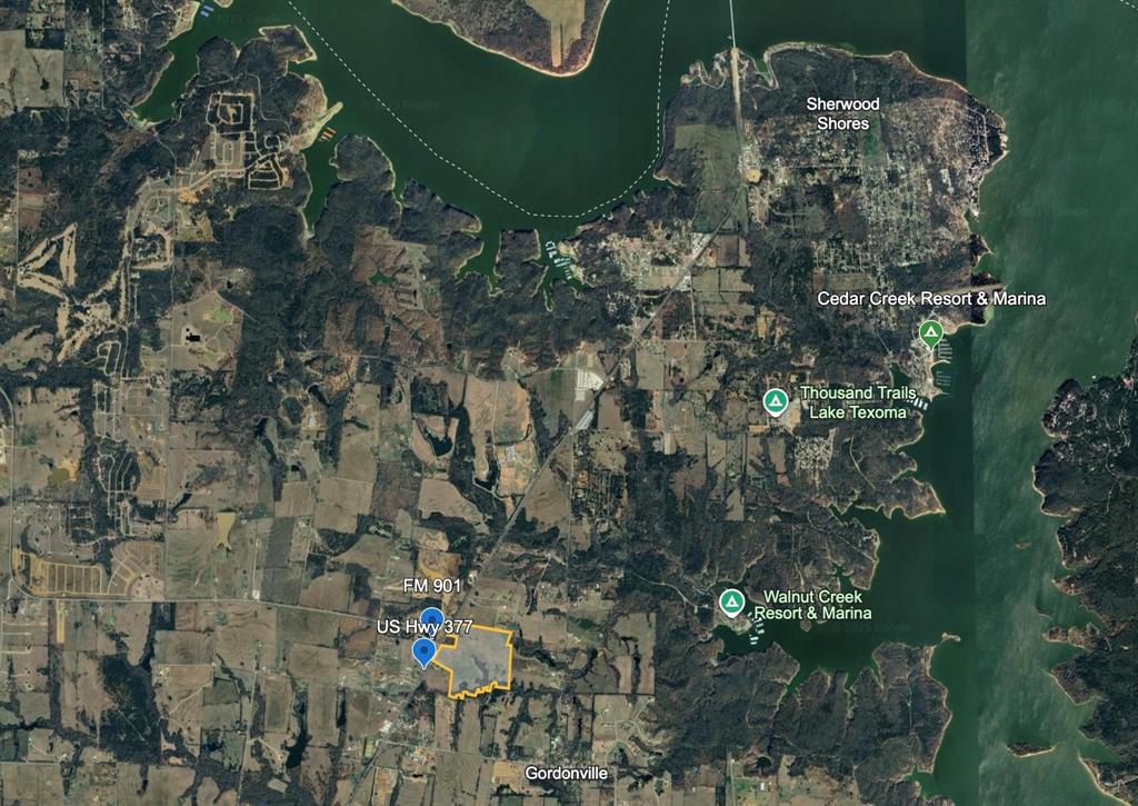 Location! Location! Location!   35.668 acres with Hwy 377 Frontage just a few miles from Lake Texoma, Cedar Mills Marina, & Walnut Creek Marinas.
Water and electric available.  Property is gently rolling and has lots of possibilities for development.   Owner has a total of 106 contiguous acres for sale but will subdivide.  Property is fenced and currently used for grazing and hay production and currently has an AG exemption.