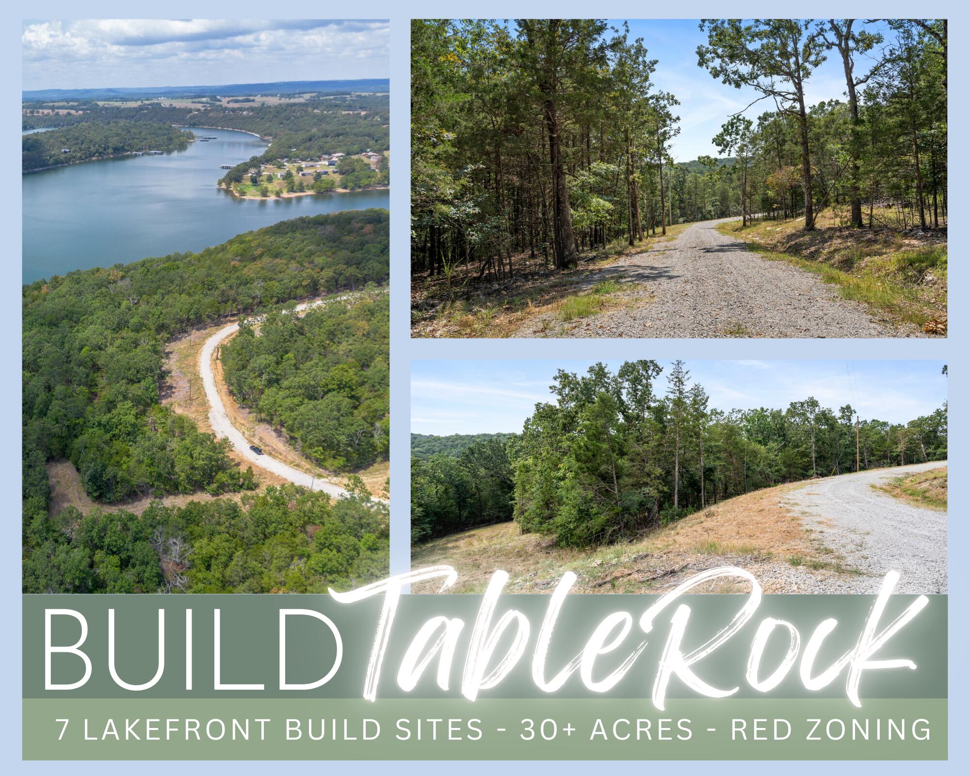 The Ultimate Lakefront Development Opportunity!Introducing an exceptional chance to invest in one of Table Rock Lake's most coveted settings--boasting 30+ acres with 7 luxury lakefront build sites w/n two waterfront subdivisions designed to capture panoramic lake views and cool lake breezes at every turn. Whether your looking to invest and develop or keep it all to yourself the opportunities are endless. Perfectly positioned in the rolling Ozark Hills, this private enclave offers easy access w/ infrastructure in place, electric along road, and the rare opportunity ''red zoning'' to put in a brand-new dock (pending Corps approval)  at end of subdivision for effortless lake access. Surrounded by unspoiled natural beauty yet minutes from modern conveniences and abundant national forest, this development is primed for those seeking to create an exclusive retreat where luxury living meets easy lake life. Come see what all the hype is about at Bluff View Rd in stunning Shell Knob, MO.