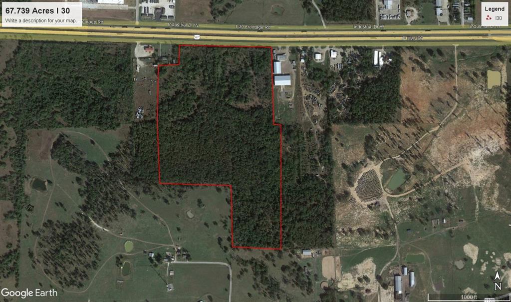 This property on Interstate 30 in Sulphur Springs is a unique piece of property and with multiple possibilities. The property is ideal for commercial up front and residential subdividing in the back. The property also has an abundance of large rock formations that also can produce income by harvesting the rocks and selling them.  The property has a total of 67.739 with approximately 1,200 linear ft on I30 service road.