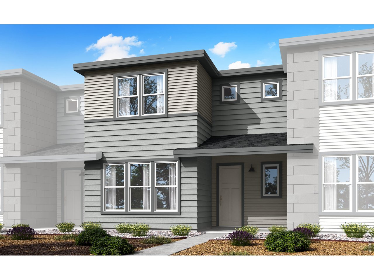 Your next home is waiting at 1741 Mount Meeker Avenue, a thoughtfully designed new townhome where style and comfort come together beautifully. From the moment you arrive, the Modern Prairie exterior and inviting front porch create a warm first impression. Inside, this 1,505-square-foot Plan A home offers a smart, modern layout with 2 bedrooms, 2.5 baths, a tech loft, and a 2-bay alley-loaded garage. The main living areas feel bright and effortless, with natural wood-look LVP flooring flowing through the foyer, kitchen, dining, living, and laundry spaces. The kitchen is designed to be both beautiful and functional, featuring warm gray cabinetry with hardware, white linen quartz countertops, a stainless-steel Whirlpool gas range appliance package, and a refrigerator included. Upstairs, the home continues to deliver flexible comfort. A tech loft creates the perfect spot for homework, gaming, or a quiet reading nook. The private bedrooms are brimming with natural light, and the primary bath offers a clean, modern feel. Added touches make this home feel truly move-in ready, including window blinds, 8-foot interior doors throughout, a tankless water heater, a Wi-Fi front door deadbolt, and a Wi-Fi garage door opener. Don't miss it - this home offers the ideal blend of fresh design, low-maintenance living, and smart-home convenience in a beautifully finished package.