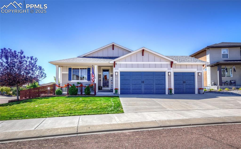 Pride in ownership that shows in every detail of this beautiful ranch style home.  Built by Walther Homes in 2015 with all US made products this home has all the bells and whistles. Welcoming you is a spacious entrance with engineered hardwood floors leading to main level living with open concept gourmet kitchen with features such as quartz counter tops, induction stove top range on the large kitchen island, built in wall oven and microwave, custom cabinets with lots of drawer space and soft close feature. The spacious living room has custom stone electric fireplace that includes heater feature and with hidden storage mantle, open to the dining area perfect for all of your gatherings and entertainment. The main level has two spacious bedrooms including the owners suite, with luxurious 5 piece bathroom featuring a beautiful claw inspired modern tub & walk in closet. The main level has the laundry room and additional full bathroom with plenty of storage space with linen closet and coat closets.
The fully finish walk-out basement has a huge bonus living area with beautiful wet bar that features granite counter tops, tile back splash, custom cabinets with soft close feature & full size stainless refrigerator, the basement has 2 additional bedrooms with walk in closets and another full bathroom with tiled stand in shower. Additional storage closet in the basement, storage in the utility room, an oversized insulated 3 car garage and 16'x10' storage/work shed that is already wired with lighting and plenty of electrical outlets.  The back yard is a private oasis with large multi level stamped concrete pad, flower beds, veggies and pumpkins already in bloom.

Stand out features of this home are no HOA, extended 4 car driveway, landscaped front and back yard with mature trees and two rear gates, two raised garden with automatic watering systems, 6 zone app controlled sprinklers, deck with roll down shades. Hot tub with pergola and privacy shades.