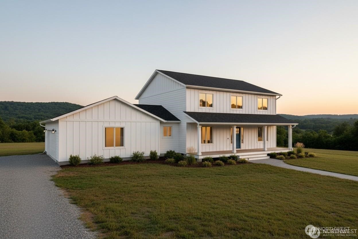 New construction presale on 10+ acres in a quiet, secluded neighborhood. Experience peaceful country living just minutes from I-5 w/ modern design & quality craftsmanship. 2,731 sqft home features 3 bedrooms, an office, 3.5 baths with an open-concept layout, primary suite on the main, large walk-in pantry, spacious rec room, & walk-in closets in every bedroom. High end finishes include quartz counters, soft-close shaker cabinets, waterproof flooring, craftsman trim, & recessed LED lighting. High performance ducted heat pump, solar panels, 320-amp service for a future shop, deep 2 car garage & covered patio for outdoor living. A luxury home is already underway on Lot 1, setting the tone for this high caliber neighborhood. Enjoy nearly 360° panoramic views and a year round creek that borders the southern edge. Zoned Forestry with 1 acre Residential.