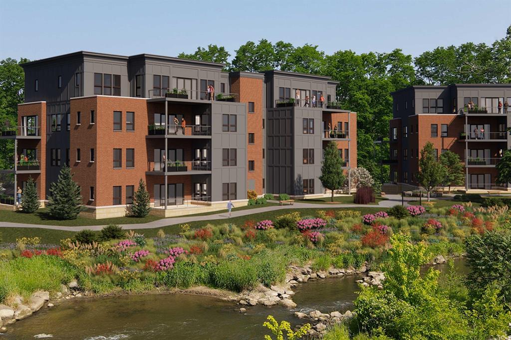 To Be Built -- The Pelham, an upscale and modern condominium community ideally located in the heart of downtown Dexter. Perfectly positioned along its own private riverfront, this exceptional new development offers a rare combination of sophisticated design and unmatched convenience. Showcasing striking contemporary architecture, each residence is thoughtfully crafted with high-end finishes, premium materials, and high-end amenities, including a whole-building generator, covered assigned parking, and elevator access for effortless everyday living. Unit features two bedrooms and two bathrooms, along with a large private outdoor terrace. Located next to the B2B trail, the B2B trail connects to surrounding communities (42 miles), a few hundred feet walk to downtown Dexter. 20 minutes from Ann Arbor. Easy access to freeways and shopping. www.thepehamdexter.com