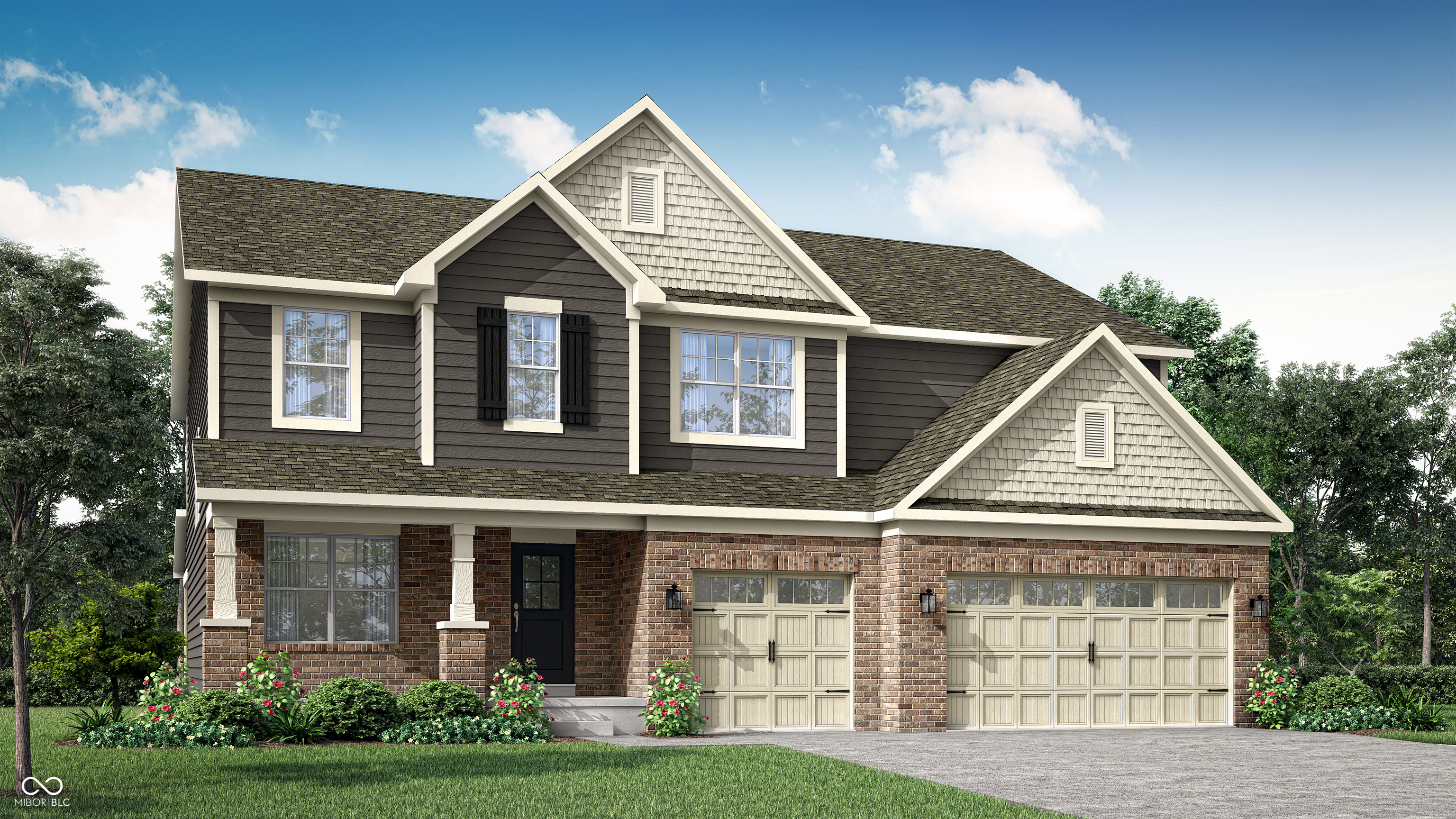 Milford Park is a community of new single-family homes coming soon to Fishers, IN. Future amenities will include a swimming pool, pool house and playground. The community is located near Hamilton Town Center's shops, restaurants and entertainment and Fishers' tech-business hub. Ruoff Music Center and Geist Reservoir are within three miles away. Fishers features 24 city parks including Saxony Beach and Ritchey Woods Nature Preserve. Downtown Indianapolis is 20 miles away. This new two-story home exudes elegance from the moment of entry. The first floor features a study off the foyer ideal for at-home work. Down the hall, the modern kitchen melds with the open-plan Great Room and dining room, which has a door to the connecting patio. On the same level is a bedroom ideal for overnight guests, while upstairs are the remaining bedrooms, a tranquil owner's suite and a large loft for shared living space. A 3 car garage adds extra storage. *Photos/Tour of model may show features not selected in home.