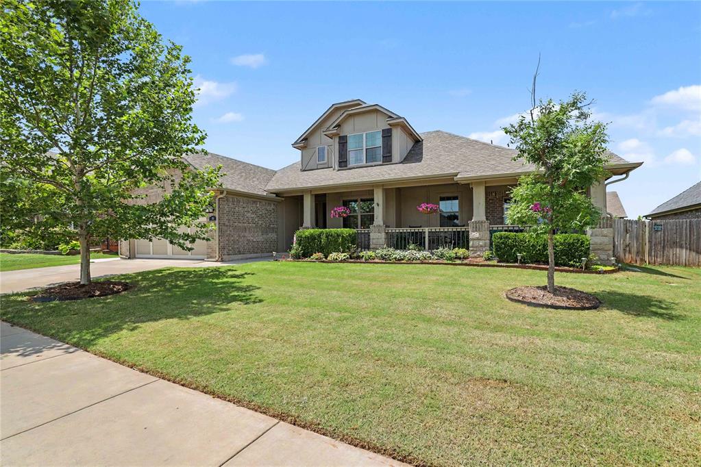 Welcome home to 122 Sonora Lane, a stunning 3 - 4 bedroom, 3-bathroom residence that beautifully balances open, airy design with dedicated spaces for work and play. Step inside to find rich wood flooring flowing seamlessly throughout the main living areas, anchored by an inviting, easy-start gas fireplace perfect for cozy Oklahoma evenings. The heart of the home is a chef-inspired kitchen featuring gleaming quartz countertops, a stylish tile backsplash, premium built-in stainless steel appliances, a gas cooktop, and an expansive breakfast bar made for morning coffee or evening entertaining. Need a quiet place to focus? The dedicated front study offers the perfect work-from-home sanctuary.Upstairs, the expansive bonus room acts as a true wildcard space—complete with its own closet and full bath, it easily transitions into a private guest suite, a media room, or a fourth bedroom. Step outside to enjoy morning air on the spacious covered front porch, or host weekend barbecues on the deep back patio. Complete with an indoor utility/mudroom, a 3-car tandem garage, and an incredible energy-efficient HERS score of 57 for low utility bills, this home leaves absolutely nothing off your wish list. Fantastic neighborhood amenities to boot, amenities include a clubhouse, pool, fitness center, playground, walking trails, and scenic pond. Conveniently located near I-35 with easy access to shopping, dining, and Norman schools.