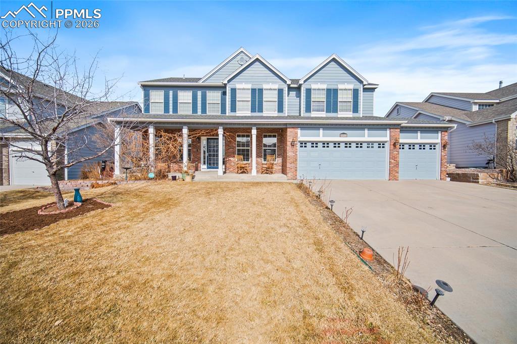 Welcome to an opportunity-rich home in the desirable Falcon’s Nest community, where space, mountain views, and long-term potential come together in a highly sought-after North Colorado Springs location.  This well-maintained four-bedroom, three-bath home offers a flexible and functional layout with multiple living spaces on the main level. A formal living room, dining room, family room, and dedicated office provide plenty of room for everyday living, entertaining, and working from home. The primary bedroom and two additional bedrooms are positioned to capture natural light and enjoy views of Pikes Peak, adding a classic Colorado backdrop to daily life.The home has been thoughtfully cared for and is move-in ready, while also offering the opportunity for updates to suit personal style. The kitchen and bathrooms provide a solid starting point for future improvements, allowing the next homeowner to add value over time.The unfinished basement offers a true blank canvas with endless possibilities, whether that includes additional living space, a guest suite, a recreation area, or storage. Outdoors, the backyard features a large patio ideal for relaxing or entertaining, along with an existing chicken coop. Backyard chickens are allowed, with the restriction that roosters are not permitted.The location is a standout feature. This property is conveniently close to the United States Air Force Academy and offers easy access to Interstate 25, making travel north or south simple and efficient. The home is also just minutes from Monument and Colorado Springs, providing quick access to shopping, dining, parks, schools, and major employment centers while maintaining a neighborhood feel.With Pikes Peak views, multiple living areas, an expansive backyard, and a prime location near the Air Force Academy and I-25, this property offers a rare combination of livability, flexibility, and long-term potential.