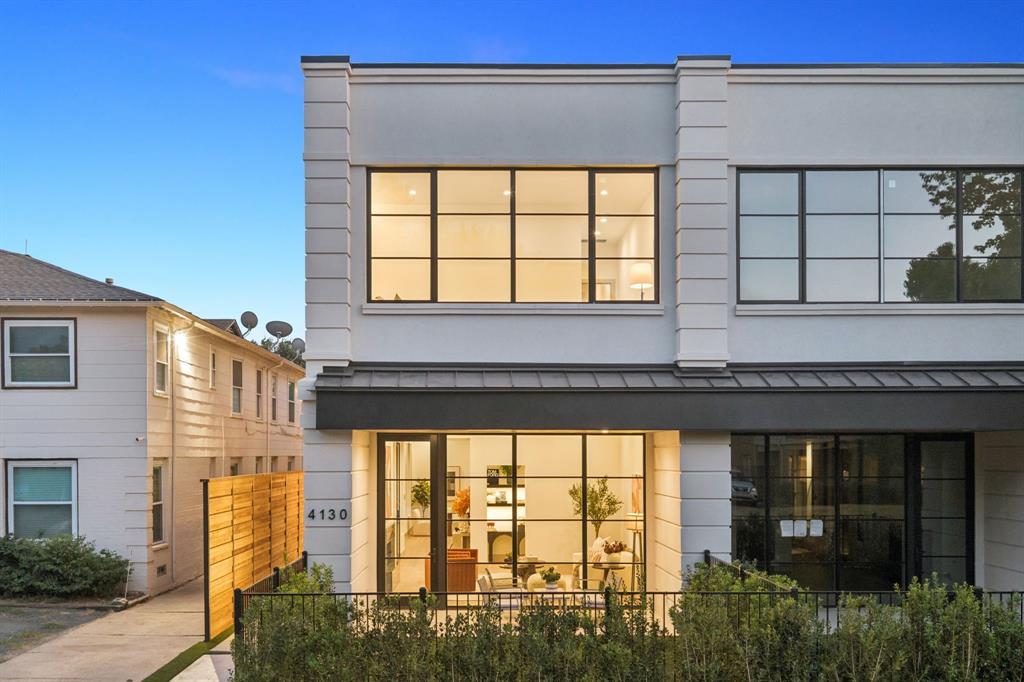 Experience elevated new construction in the heart of Dallas at 4130 Prescott Avenue. Thoughtfully designed with a sophisticated modern aesthetic, this exceptional residence pairs striking architecture with warm, refined interiors and an effortless floor plan created for both everyday living and entertaining. Inside, soaring ceilings, expansive windows and beautiful natural light create an immediate sense of openness. The chef’s kitchen serves as the centerpiece of the home, showcasing an oversized waterfall-edge island, custom cabinetry, premium appliances and designer finishes, all opening seamlessly to the dining and living areas. Clean architectural lines are softened by warm wood tones, curated lighting and elevated materials throughout. A private elevator provides effortless access between levels, adding another layer of convenience and luxury to the home. The primary suite offers a private retreat with a spa-inspired bath featuring dual vanities, an oversized walk-in shower, soaking tub and beautifully appointed finishes. Generously sized secondary bedrooms, sophisticated baths and flexible living spaces provide both comfort and functionality. Large glass doors extend the living space outdoors, creating a natural connection between the interiors and private exterior areas—ideal for entertaining or relaxing at home. Ideally situated on coveted Prescott Avenue, just moments from Highland Park, Turtle Creek, Oak Lawn and some of Dallas’ premier shopping and dining, this newly constructed residence delivers the rare combination of thoughtful design, luxury finishes, and an exceptional central Dallas location.
