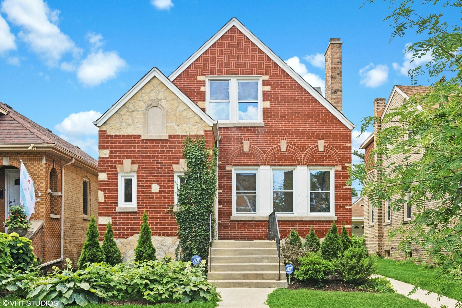 Newly renovated home in Portage Park! This brick 4BR/2.1BA single family home has been touched from top to bottom and is as charming as it gets with its curved ceilings and archways. Kitchen opened up to dining room and now has a breakfast bar and new SS kitchen with quartz counters with a waterfall edge. All new stainless-steel appliances with fluted emerald green backsplash. Powder room tucked nicely away off the kitchen with accent wall and gold hardware. Floors are all redone on main level and second floor. There is a 4th bedroom on the main floor with double-barned doors perfect for an office or guestroom. The second level features 3 bedrooms including a large primary bedroom that can fit a king bed plus 2 other bedrooms. Renovated bathroom has a large tub. Basement has a den/office, full bath, laundry room, and a large rec room plus a flex space for your ideas. Portage Park & Chopin Park are just over a mile away. St Pats High School is 0.5 miles down Austin.