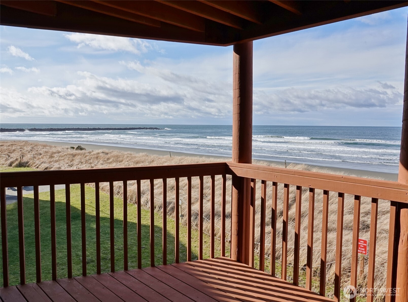 OCEAN FRONT/VIEW Deeded Shares TIMESHARE! Get the most Sun in this SOUTH-side, 2nd-floor unit #2S in Pacific Avenue. Featuring 2 BD, 2 BA, 1100 sq.ft. with Decks in the front (East) and rear (West). Comfortable Living/Dining Area with an Electric Fireplace, and beautiful Ocean and Jetty views. Fully-equipped Kitchen with Eating Bar and Classic Wood Ceilings. Primary Bedroom with king-sized bed and Ocean views! Bedroom #2 has a full bed and a twin bed. Stackable W/D. Sleeps up to 5 people. Use up to 5 date-specific weeks/year ~ WEEK "F": Feb, April/May, July, Sept, Nov/Dec. On-site shared Hot Tub. Owners have access to all of the Community Club amenities. Can trade on RCI. HOA Dues are $245/mo plus $210 Cleaning Fee per week-stayed.
