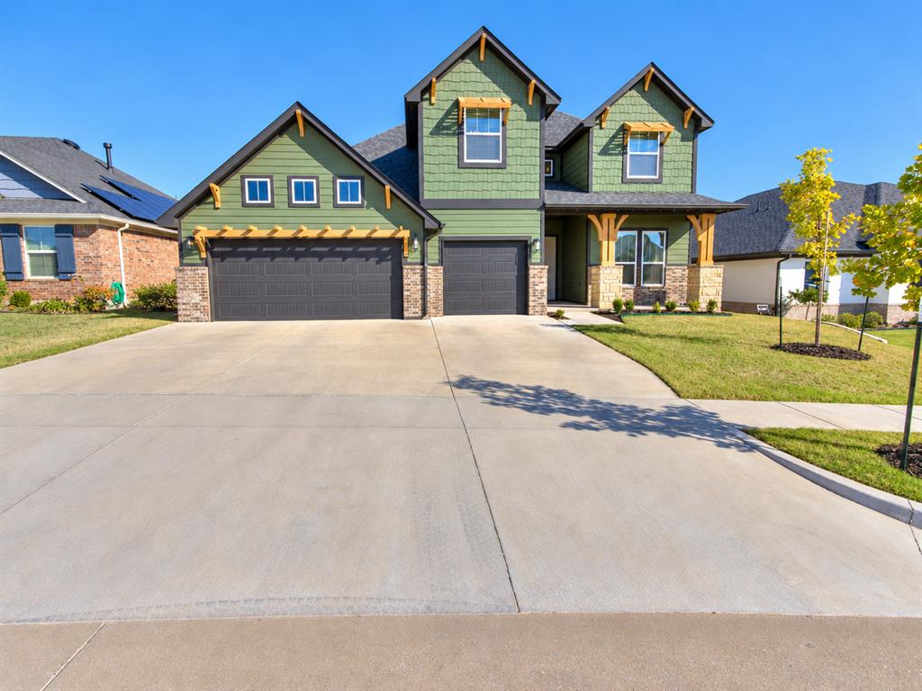 From its standout curb appeal to its spacious, thoughtfully designed interior, this Craftsman home is ready to impress!A wall of windows fills the living and breakfast areas with natural light and opens to a wide covered patio—perfect for relaxing or entertaining. The beautiful kitchen features quartz countertops, a farmhouse sink, a walk-in pantry, and built-in appliances with a gas range. Durable hard-surface flooring and a striking fireplace bring warmth and style to the main living area.The spacious primary suite offers a relaxing retreat, complete with a quartz double-sink vanity, generous storage, a freestanding tub, a large tiled shower, and an oversized walk-in closet with convenient access to the laundry room. Upstairs, you’ll find two bedrooms, a full bath, and an oversized landing with plenty of room to spread out. A three-car garage adds even more everyday convenience.Enjoy the quiet country feel of Native Plains, with walking trails, a stocked pond with fishing dock, and a unique playground. The home is also close to local schools, with quick access to I-35 and a short drive to downtown Oklahoma City.Additional features include full front and back landscaping, a tankless water heater, and a fully fenced backyard.