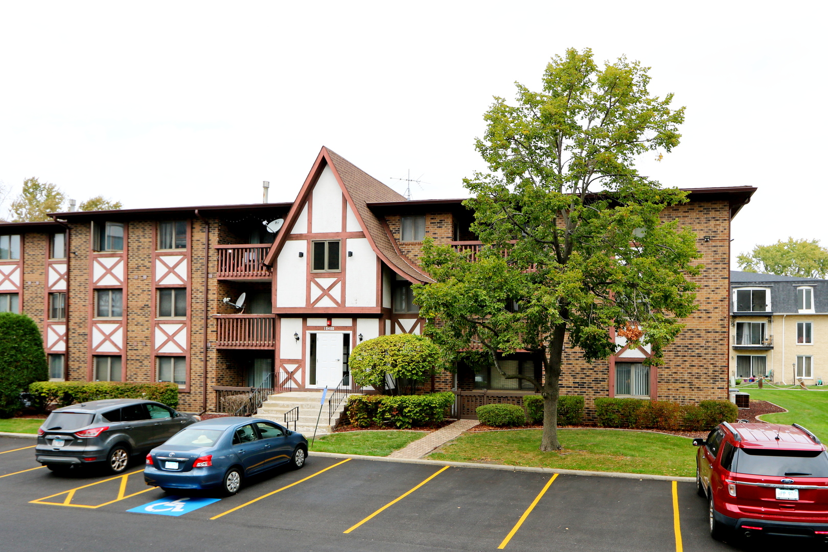Move fast to get a rare, Landcastle Cove, 2 bedroom, 2 bath, end-unit condo with a "no-steps" private entrance and a deeded, private garage with extra storage.  This unit features a spacious, primary bedroom with en-suite, full bathroom and a walk-in closet.  The second bedroom has a walk-in closet too.  There is central air, in-unit washer/dryer and a coveted, covered patio with a brick paver entry path.  The development has flexicore ceilings for solid soundproofing and the roof was recently replaced.  Landcastle Cove has professionally-landscaped grounds and freshly paved drives & surface parking areas.  This unit is sold "As Is" and priced so the buyer can update to suit their preferences and quickly build equity.  Unit owners can enjoy the nearby, private Lake Louise swimming pool complex for an additional fee.    Oak Lawn has everything with a vibrant downtown, bustling commercial districts, Metra station and first-class medical facilities.  You can enjoy the Community Pavilion, the Ice Arena and the Wolfe Nature Preserve but right across 103rd Street is Memorial Park and the Stony Creek Golf Complex.  There are new recreation facilities, a massive playground, splash pad, sand volleyball, basketball & tennis courts, fishing pond, picnic area, walking paths, 18-hole golf course with restaurant, driving range, minigolf, gold simulator and more.  The Oak Lawn Park District Racquet, Fitness & Gymnastics Center is a couple blocks away and Richards High School is a little further down Central Avenue.