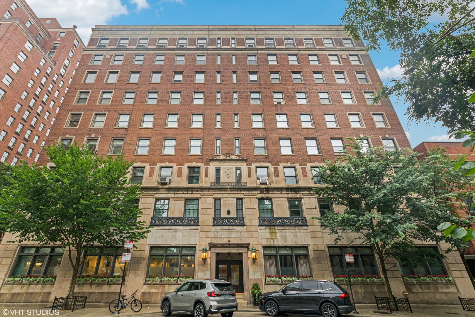 Vintage character and charm abound in this corner 2 bed/1 bath unit at the Gold Coast's beloved Churchill Condominium building! Built in 1924, the building was originally built as a hotel and was converted into unique condominiums that have modern amenities for today's everyday living. Original details include plaster crown moldings, leaded glass, French doors, original hardware, and hardwood floors throughout. This unit features a gracious entry foyer that leads into an enormous living room with a beautiful wall of windows. The gourmet kitchen has custom white-oak cabinets, flamed limestone counters, & Sub-Zero/Bosch/Dacor appliances. The kitchen is adjoined by a gracious dining room can easily accommodate parties of eight, and sits adjacent to the second bedroom that is currently used as an office/den. The primary bedroom has ample space with a huge, fully organized walk-in closet and marble bathroom. Space Pac AC and radiant heat. In-unit laundry is allowed, but only with approval of plans and specs by the building's plumber. The Churchill is located on a prime tree-lined street in the heart of the Gold Coast and includes 24/7 door staff, full-time engineer, bike room, storage, laundry facility, and an incredible roof deck with skyline views! Garage parking is available at the Ambassador House for $360 per month. Walk to literally everything-Restoration Hardware, the Lake, Lincoln Park, the Zoo, Viagra Triangle, Michigan Ave, Old Town, and many of the City's best attractions. This is vintage living as its finest!