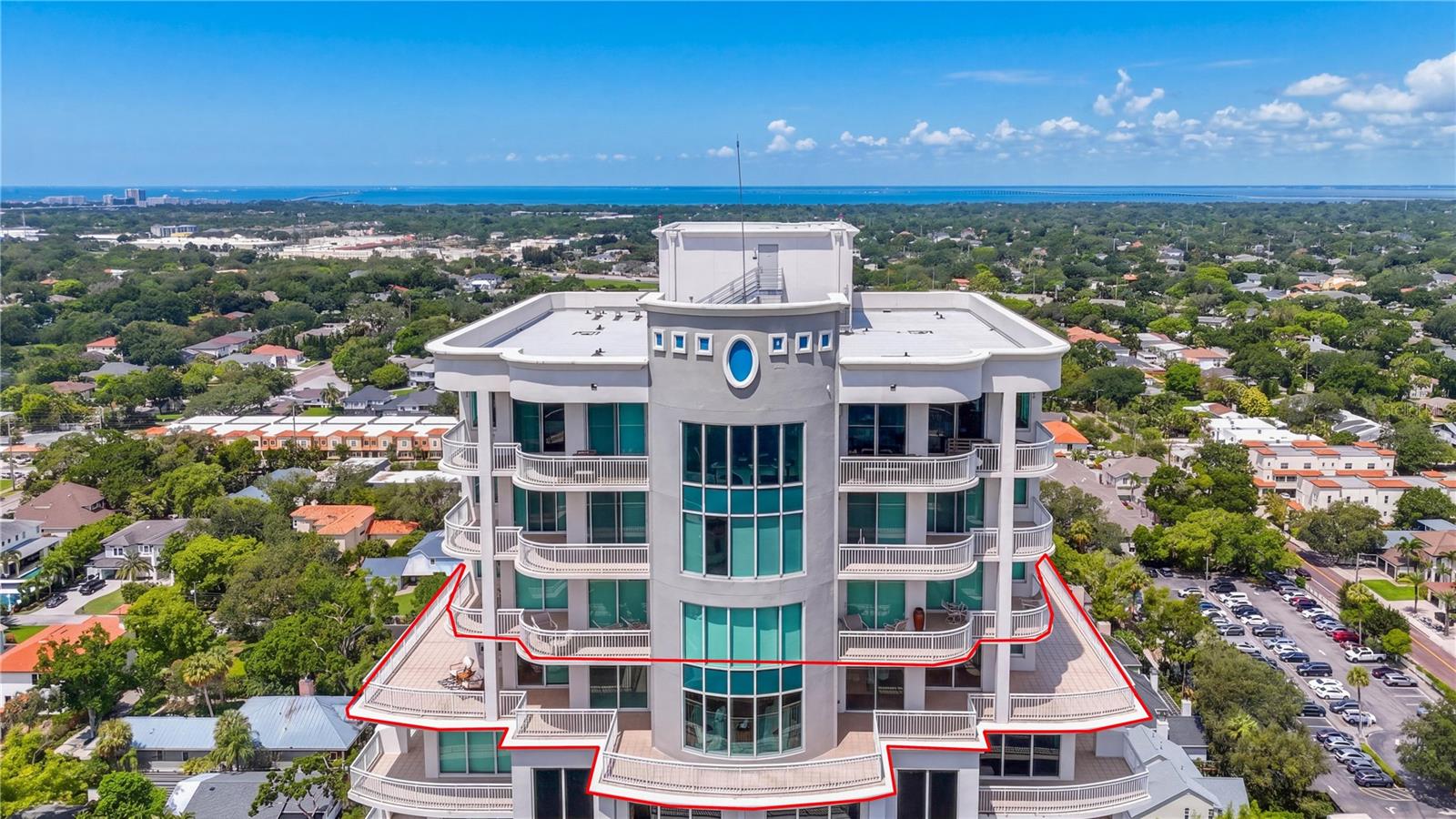 Pièce de resistance!! RARE opportunity to own a 5000sf entire-floor penthouse with an incredible 3,420sf private 360 degree wrap around balcony, at The Alagon on Bayshore, where exceptional privacy, sophisticated design and sweeping water views define a truly remarkable residence in the sky. An elevator opens directly to your private foyer, creating an exclusive sense of arrival. Occupying the entire floor, this exquisitely and thoughtfully renovated  4-bedroom, 4.5-bath penthouse showcases sleek, modern finishes and multiple expansive open living spaces.  This property and balcony were particularly designed to capture the beauty of its 360 degree waterfront setting. Water views in every room, fill the residence with natural light and the ever-changing backdrop of Tampa Bay and St. Petersburg. Perhaps most extraordinary is the incredible rare 3,420-square-foot 360 degree private balcony—an exceptional amount of outdoor living space rarely found in condominium living. This expansive balcony creates a seamless extension of the residence, offering an extraordinary setting for dining, entertaining and relaxing while taking in panoramic water and skyline views. Set along iconic Bayshore Boulevard, The Alagon offers an intimate luxury lifestyle with just 49 residences and an impressive collection of amenities, including 24-hour security, a heated pool and spa, fitness center, theater, club and billiards rooms, catering kitchen, guest suites and outdoor entertaining areas. A truly exceptional opportunity to own one of Bayshore Boulevard’s most distinctive penthouse residences!