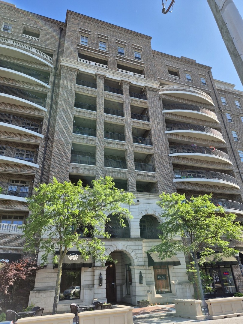 This is a condo unit situated in a highly sought-after building in downtown Arlington Heights. The unit boasted with new paint throughout, new stainless refrigerator, new carpet in the bedroom and new A/C and air handler. Elegant building with balcony for you to enjoy the beautiful backyard. 42" maple cabinets with glass fronts,  Stacked washer & dryer. Master bedroom with double sink. Heated one car garage parking space (#84). Walk to shopping, Metra to city, theaters, wonderful restaurants and more!  This building also Features concierge service Monday through Friday.  Vacant property, easy to show, ready for move-in