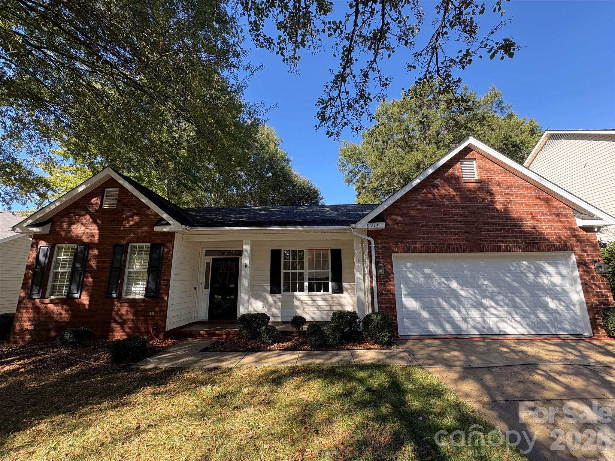 Enjoy easy, single-level living in desirable Ellington Park! This charming ranch offers a terrific, versatile floor plan with three bedrooms, a fourth bedroom/office, and two full baths.  Living and dining room offer great space for entertaining, and kitchen opens into the family room with gas fireplace. New luxury vinyl plank flooring throughout, fresh interior paint throughout.  The covered back patio and fenced backyard provide inviting space to relax or entertain, while a rear utility room with electricity adds convenient space for storage, workshop  or hobbies. The washer, dryer and refrigerator convey. Ideally located near Blakeney shopping, dining, and local schools, this home combines everyday convenience with flexible living spaces. Priced to sell!