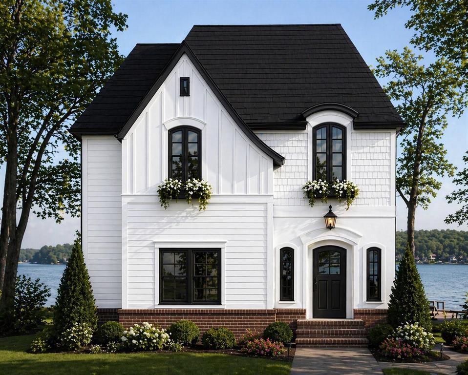 Welcome to a rare opportunity on the shores of Scott Lake - a magnificent 3,500 sq. ft. Tudor-inspired residence by Sandoval Homes LLC. Designed for those who seek both sophistication and the ultimate lakefront lifestyle, this brand-new estate offers expansive living spaces, timeless craftsmanship, and uninterrupted water views.Step into a grand open-concept interior where 10-foot ceilings, wide-plank French Oak flooring, and walls of windows create a seamless blend of elegance and light. Every detail has been thoughtfully curated - from 8-foot custom shaker doors to designer industrial lighting to balance modern luxury with classic charm. The gourmet kitchen is a chef's dream, featuring floor-to-ceiling custom cabinetry, Calacatta quartz surfaces, a statement island, premium appliances, and an oversized walk-in pantry. Open sightlines flow effortlessly into the dining and great room, making entertaining as effortless as it is memorable.Retreat to a sprawling primary suite that feels like a private sanctuary, with panoramic lake views, a spa-caliber bath, and generous walk-in closet. Multiple guest suites, a dedicated office/flex space, and a second-floor laundry provide both comfort and convenience. A custom mudroom and attached garage were designed with lake living in mind, offering abundant storage without compromising style.Outdoors, a brand-new 150' cedar dock with a 12x16 platform and 10x10 landing invites you to relax, host, or set sail on one of Oakland County's premier all-sports lakes. The elevated positioning of the home enhances both privacy and sweeping waterfront views.This is more than a home - it's a statement of refined lakefront living. Schedule your private consultation today to walk the property, review plans, and explore the vision of luxury lakefront living with Sandoval Homes. Agent owned. Photos are of a similar home.